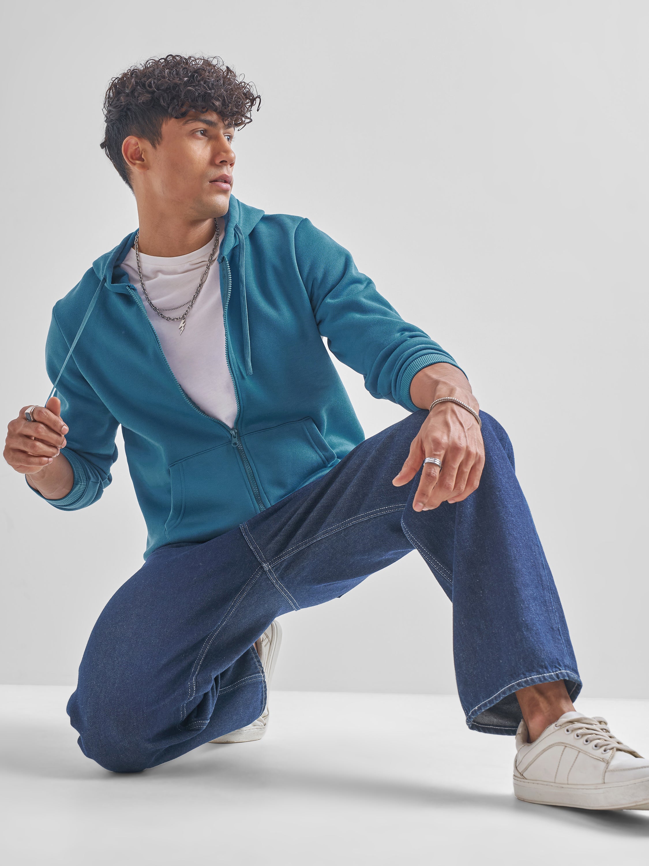 Highlander Men Teal Hooded Pullover Sweatshirt - Teal - Image 2