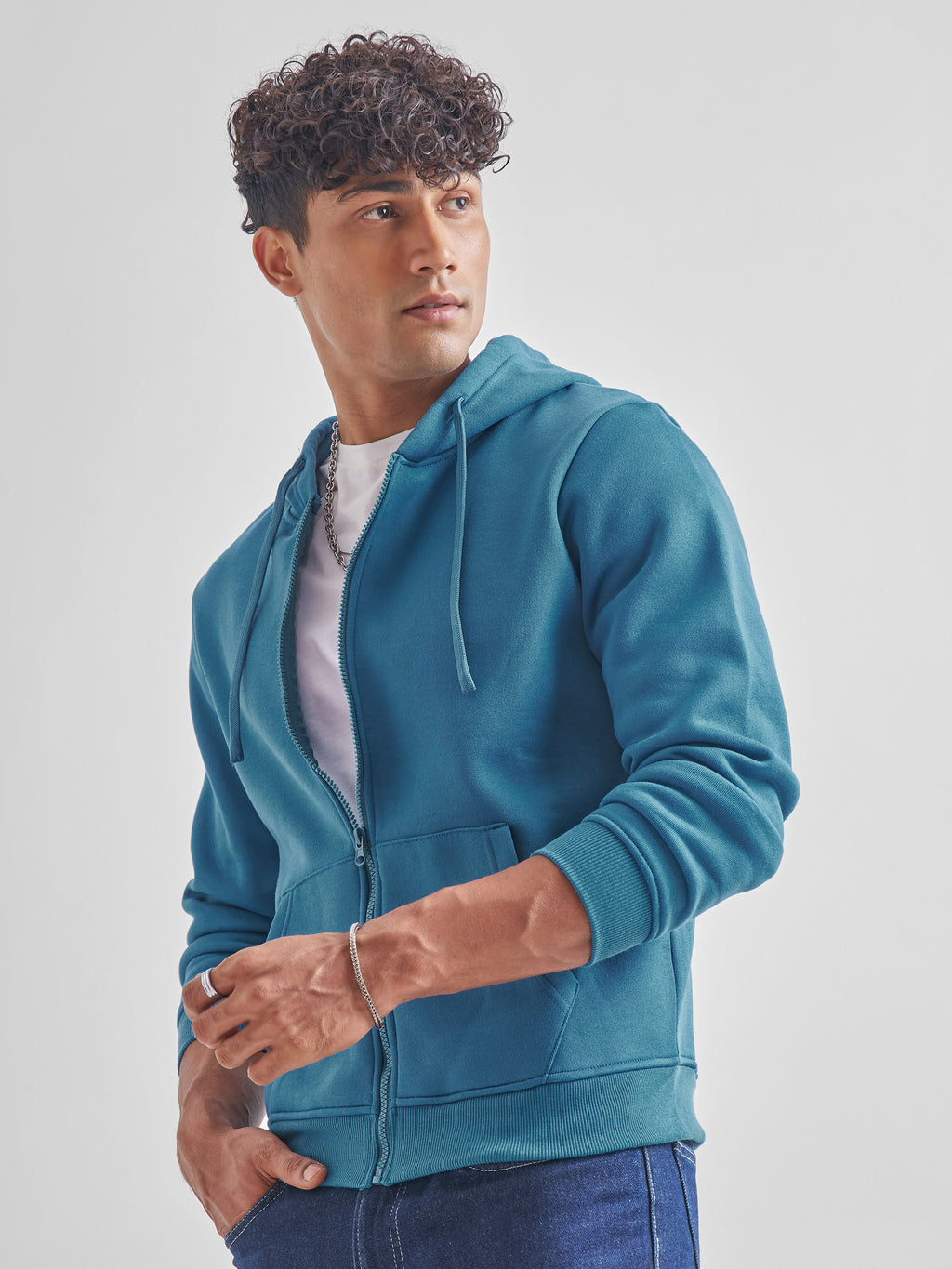 Highlander Men Teal Hooded Pullover Sweatshirt - Teal - Image 4