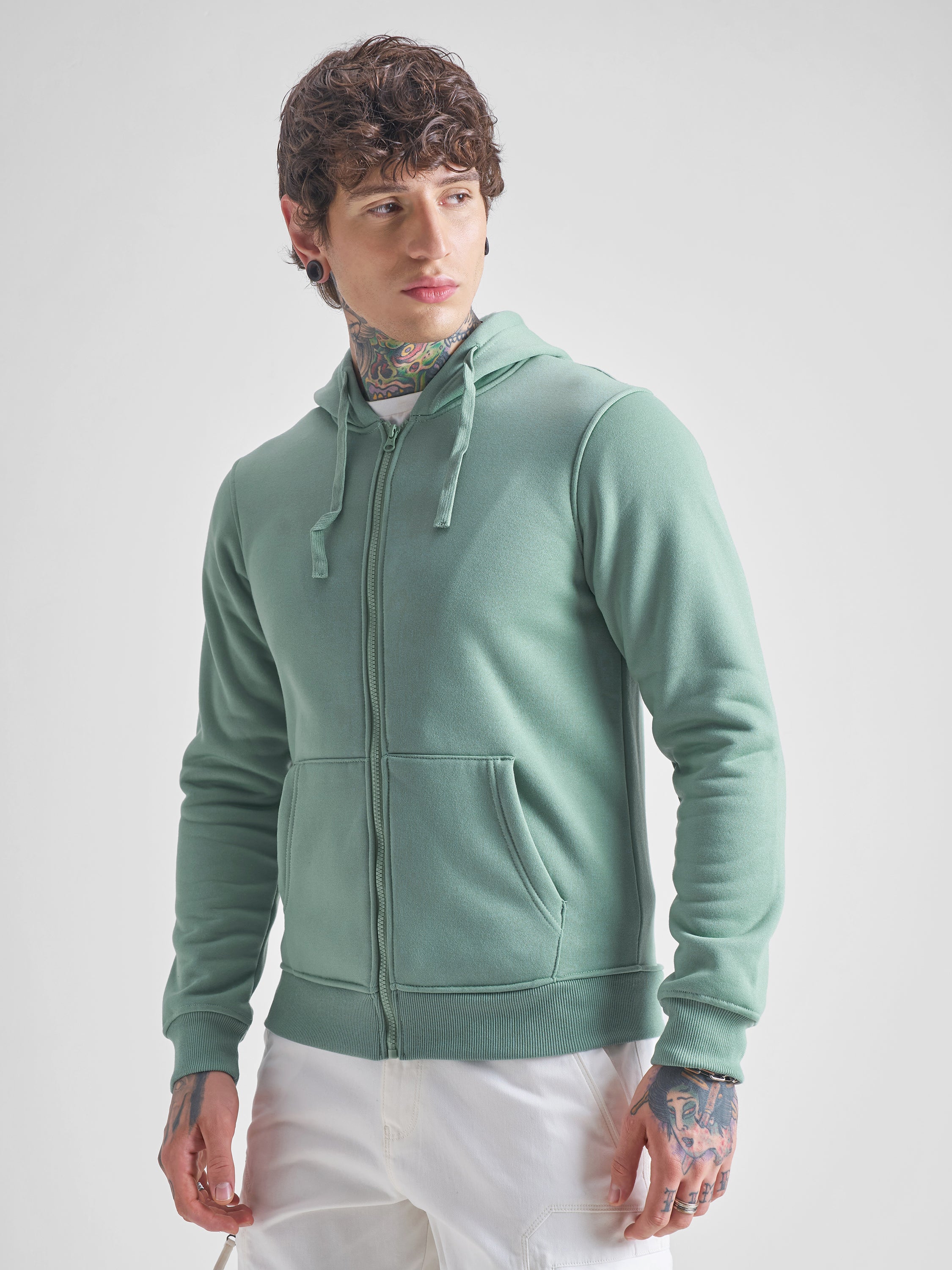 Highlander Men Blue Hooded Front-Open Sweatshirt - Blue - Image 4