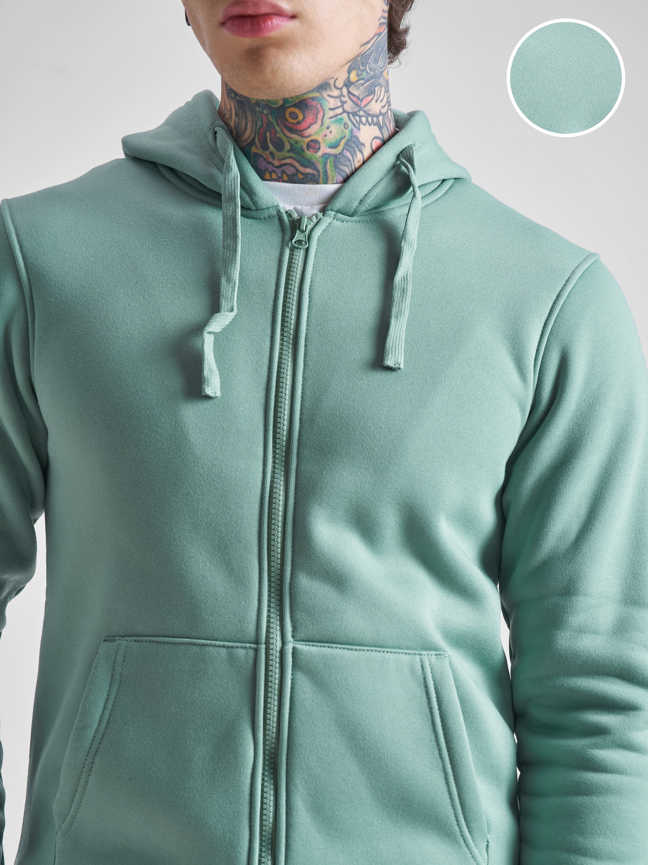 Highlander Men Blue Hooded Front-Open Sweatshirt - Blue - Image 5