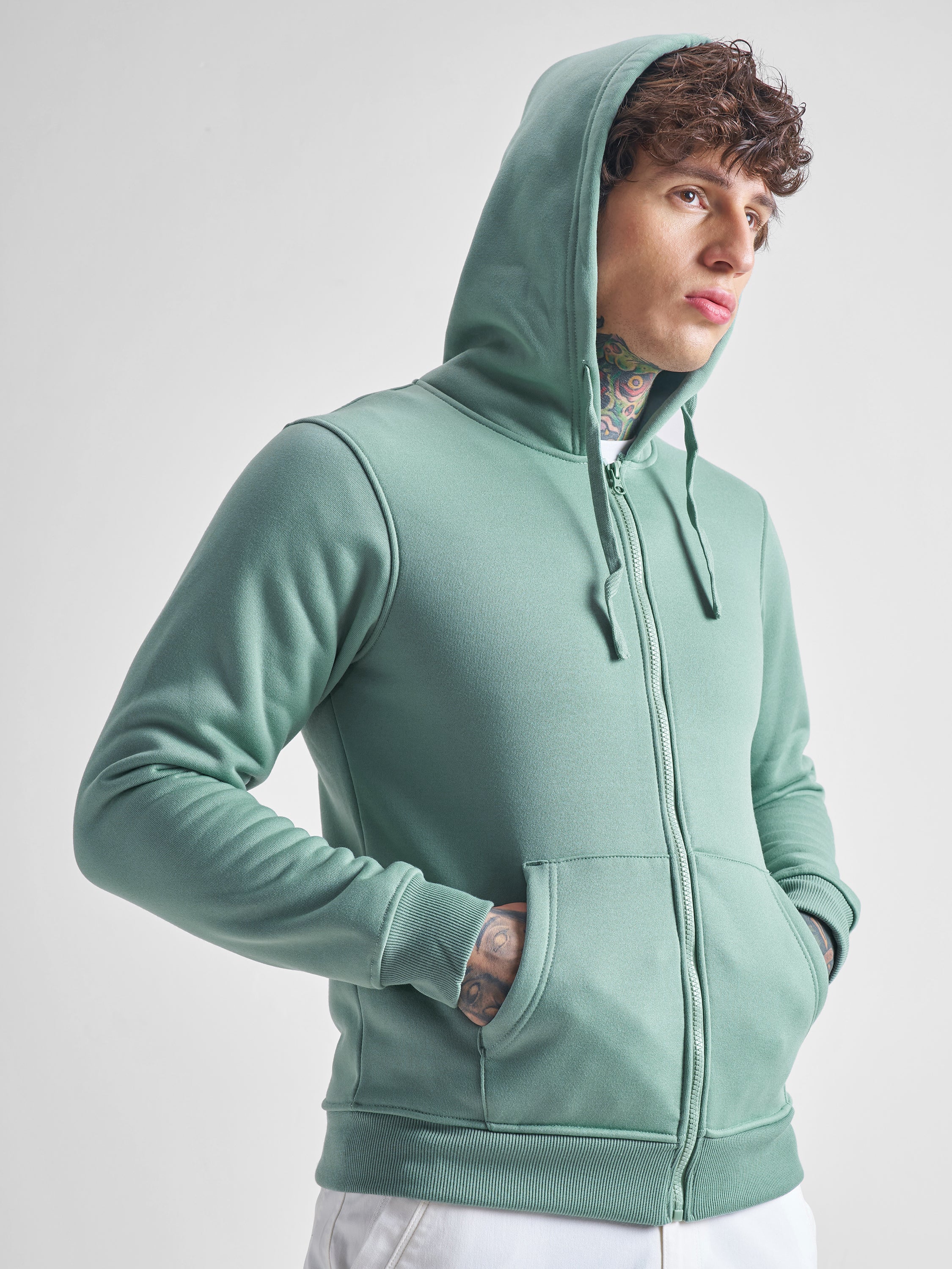 Highlander Men Blue Hooded Front-Open Sweatshirt - Blue - Image 6