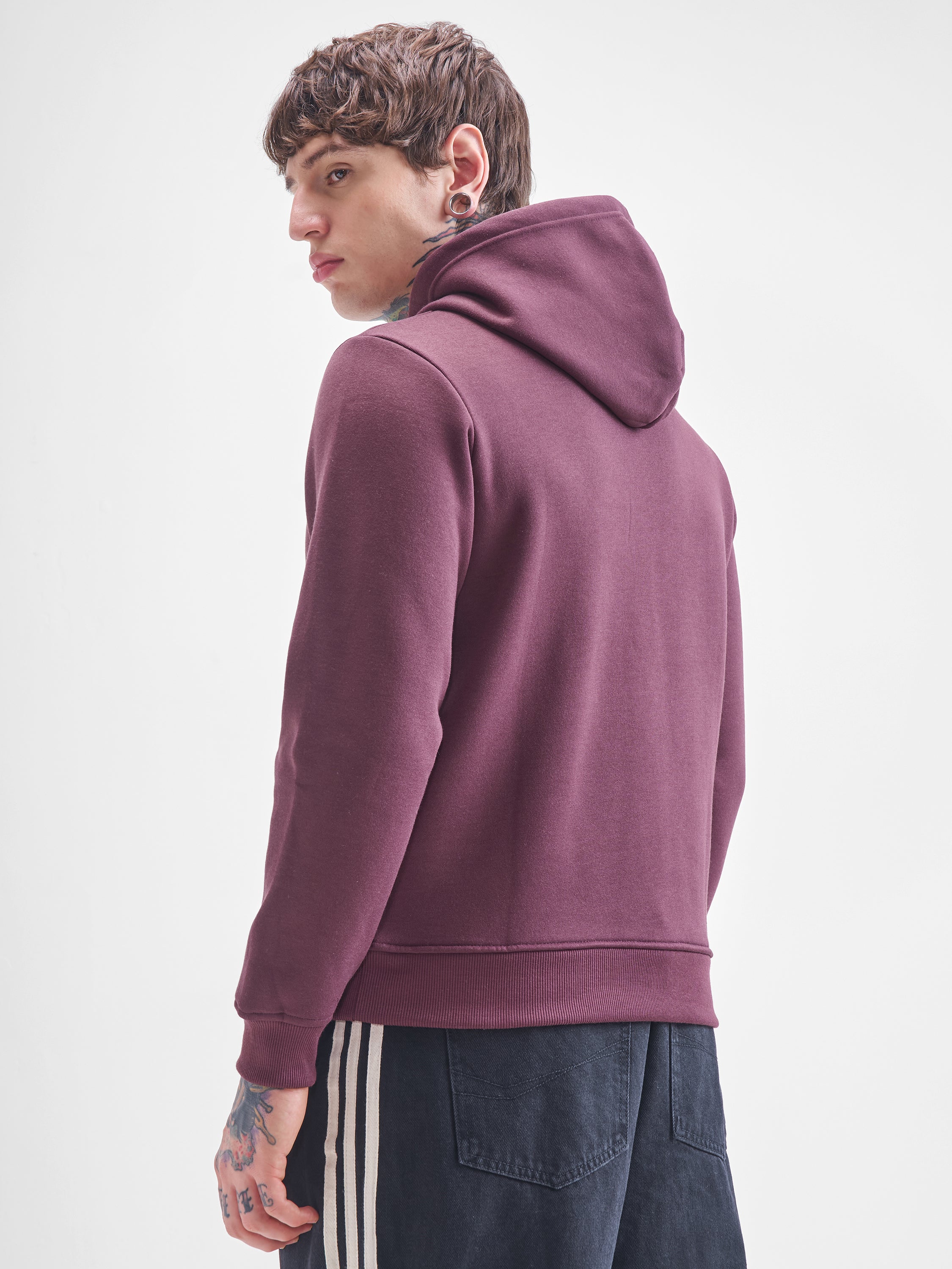 Highlander Men Burgundy Hooded Pullover Sweatshirt - Burgundy - Image 3