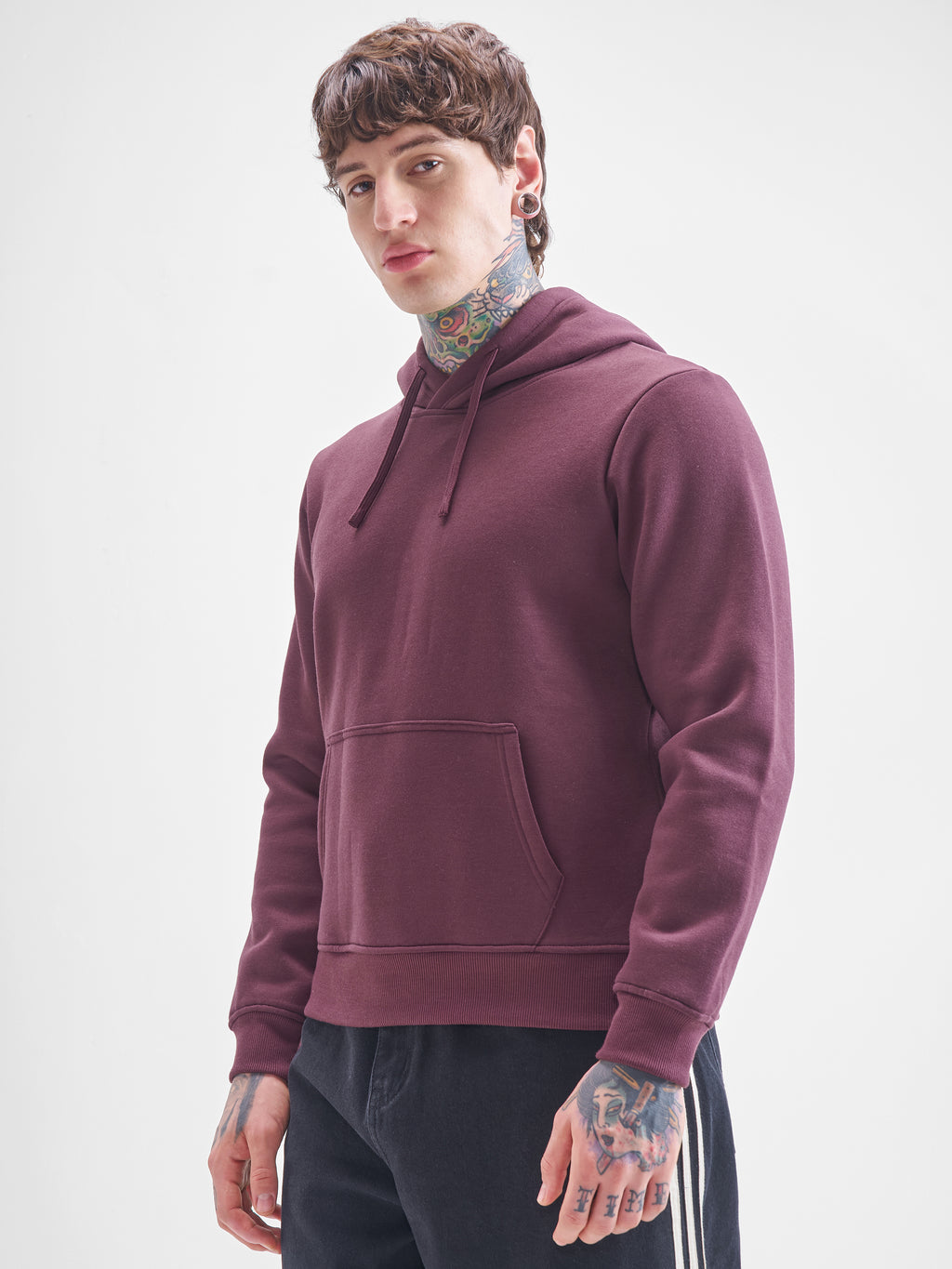 Highlander Men Burgundy Hooded Pullover Sweatshirt - Burgundy - Image 4