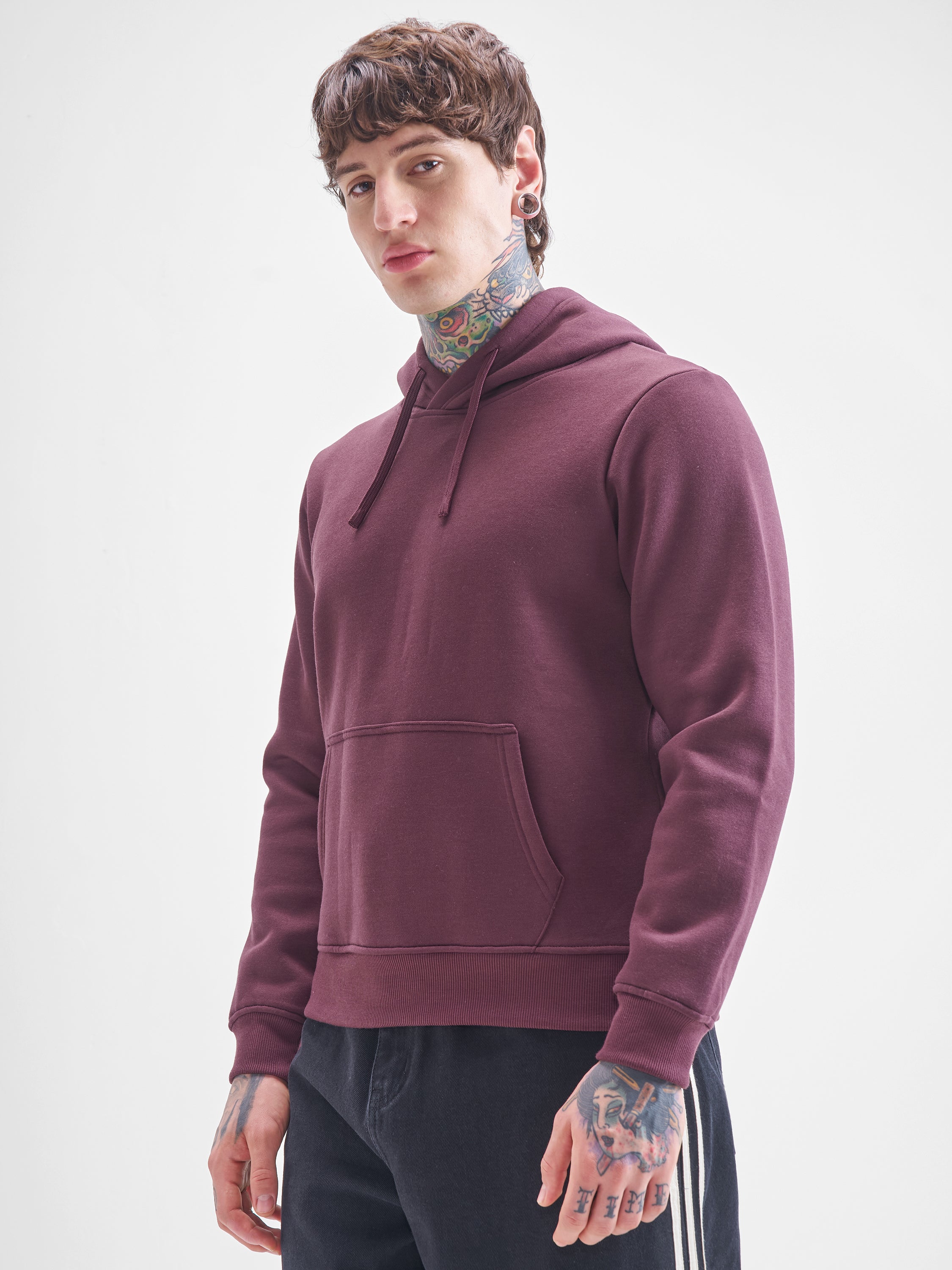 Highlander Men Burgundy Hooded Pullover Sweatshirt - Burgundy - Image 4