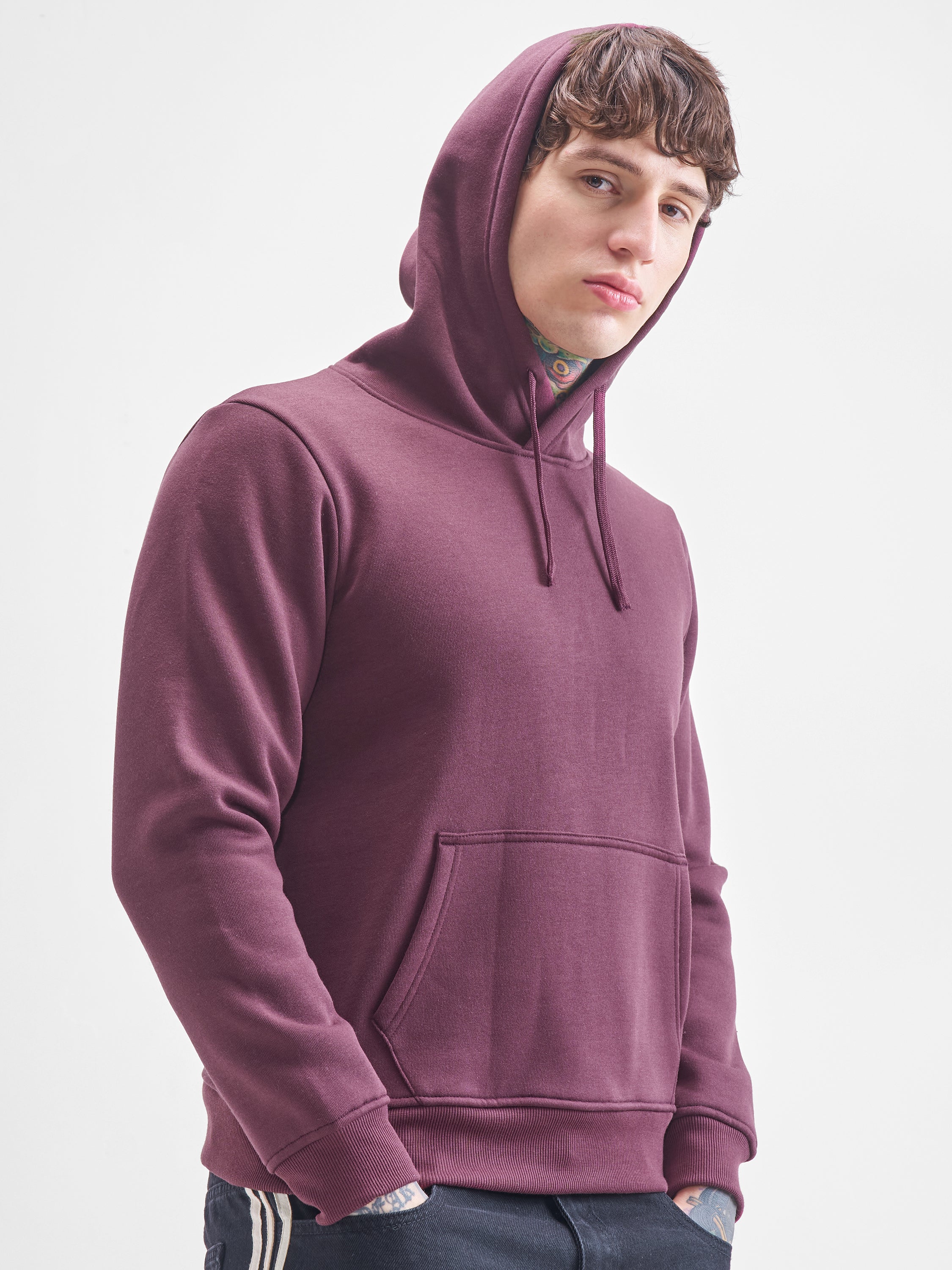 Highlander Men Burgundy Hooded Pullover Sweatshirt - Burgundy - Image 6