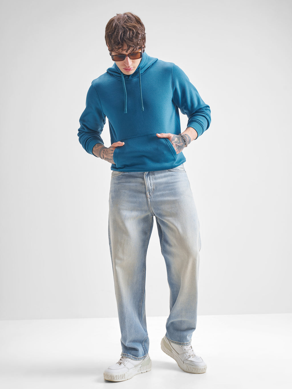 Highlander Men Teal Hooded Pullover Sweatshirt - Teal - Image 2