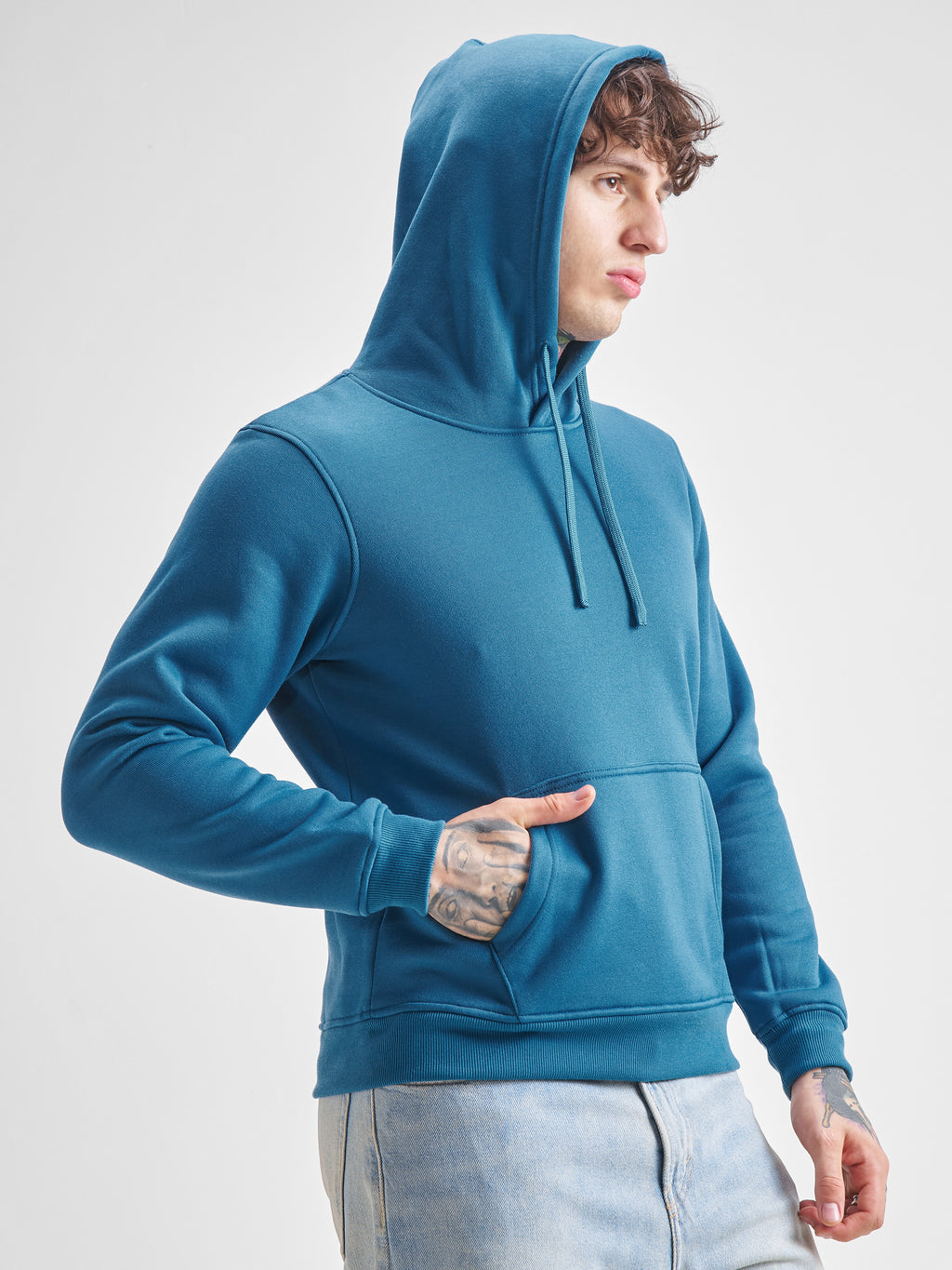 Highlander Men Teal Hooded Pullover Sweatshirt - Teal - Image 6