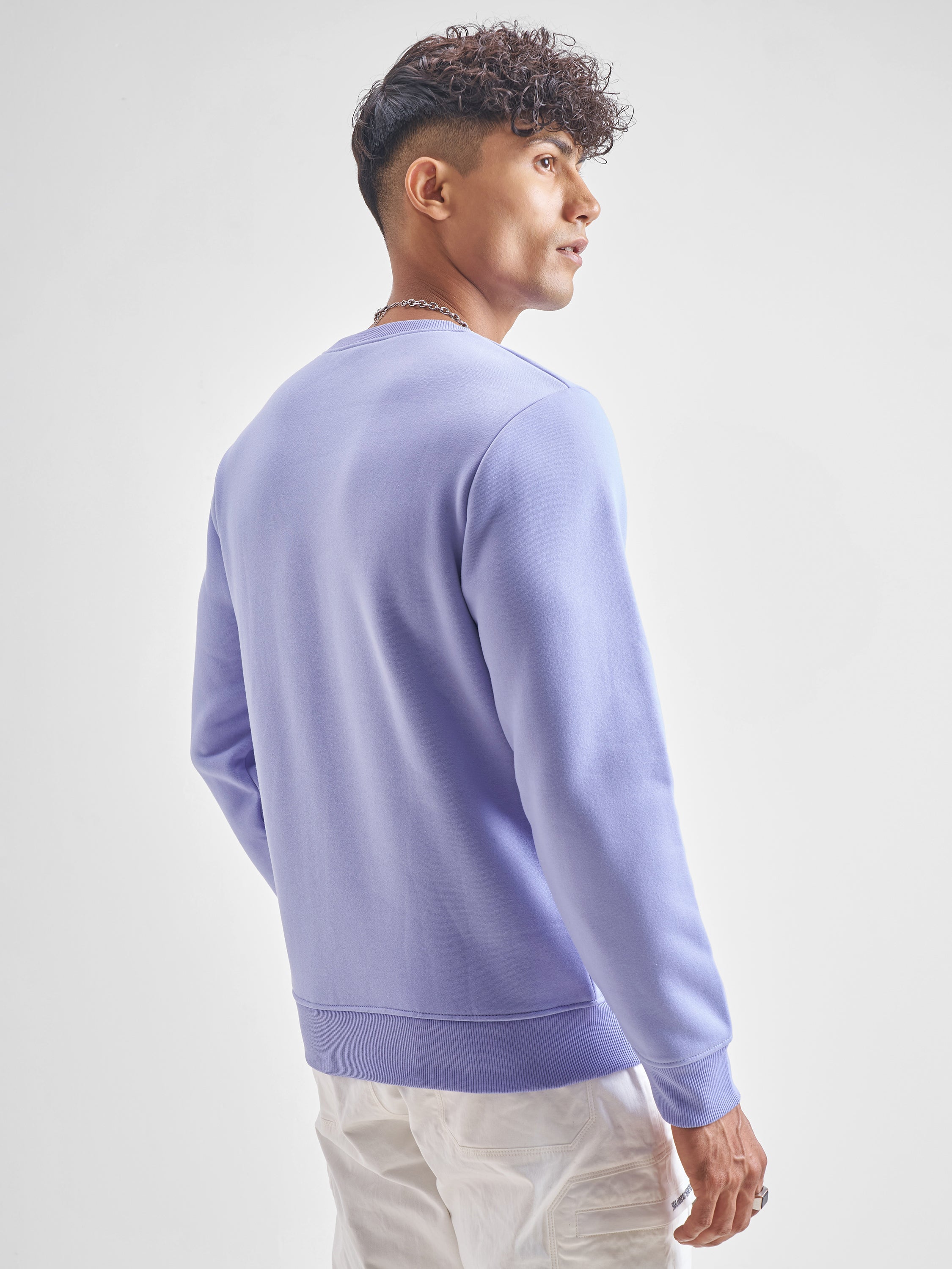 Highlander Men Lavender Round Neck Pullover Sweatshirt - Lavender - Image 3
