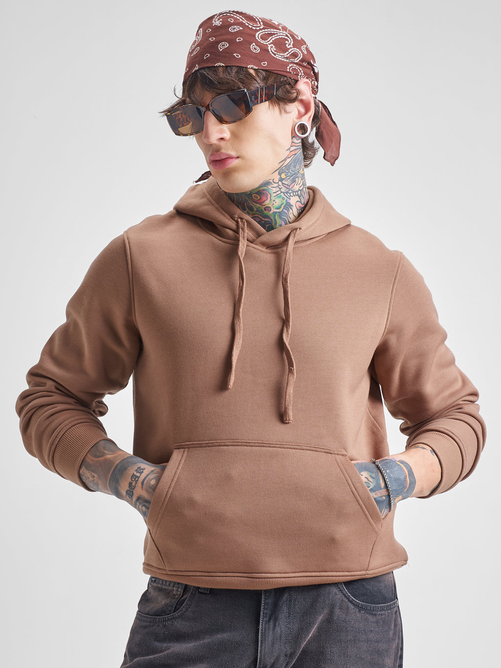 Highlander Men Beige Hooded Pullover Sweatshirt - Beige - Image 1
