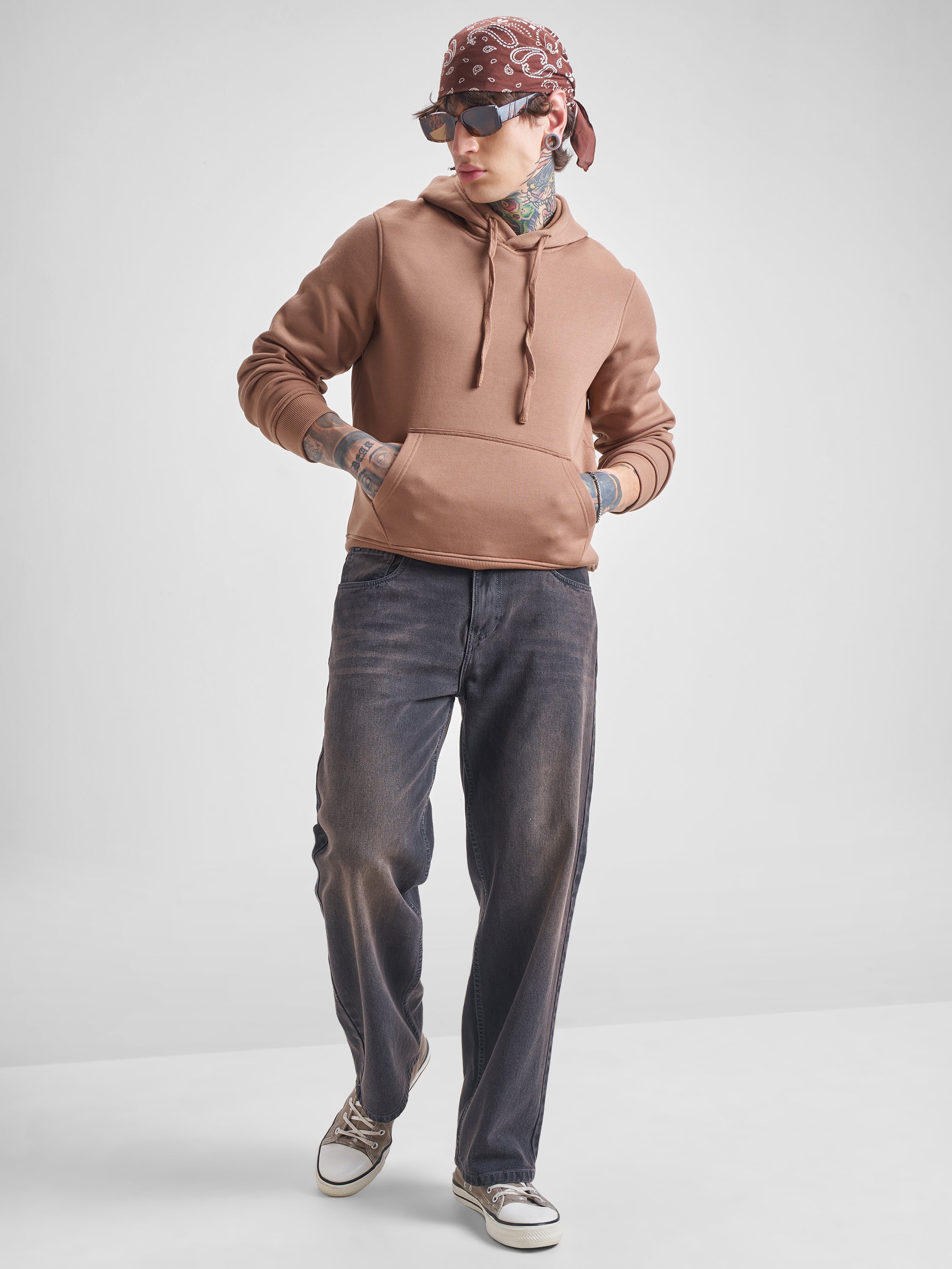 Highlander Men Beige Hooded Pullover Sweatshirt - Beige - Image 2