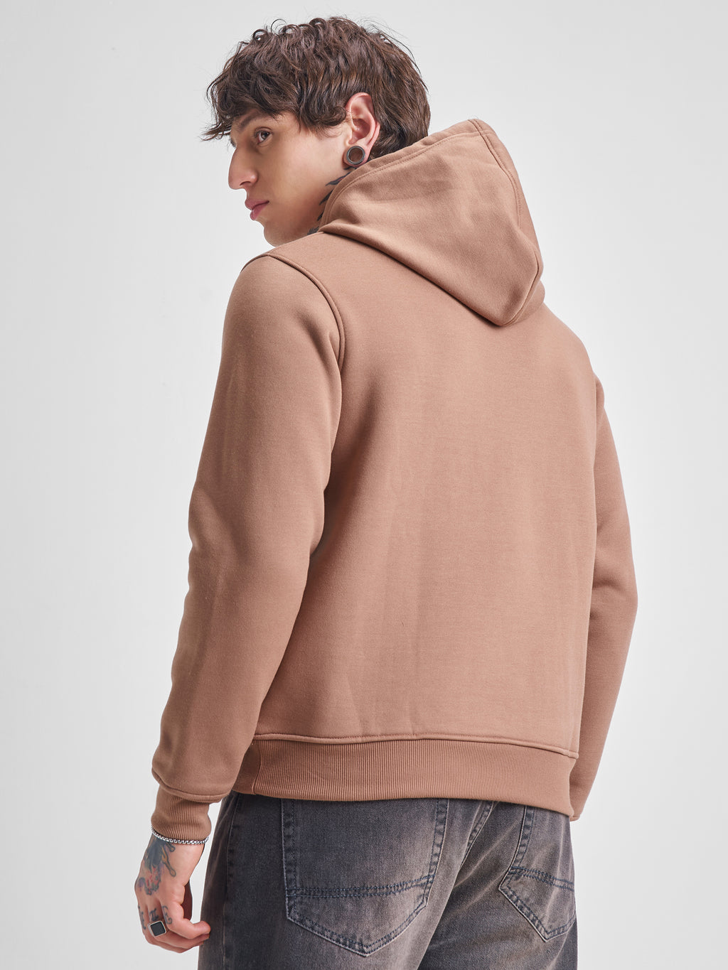 Highlander Men Beige Hooded Pullover Sweatshirt - Beige - Image 3