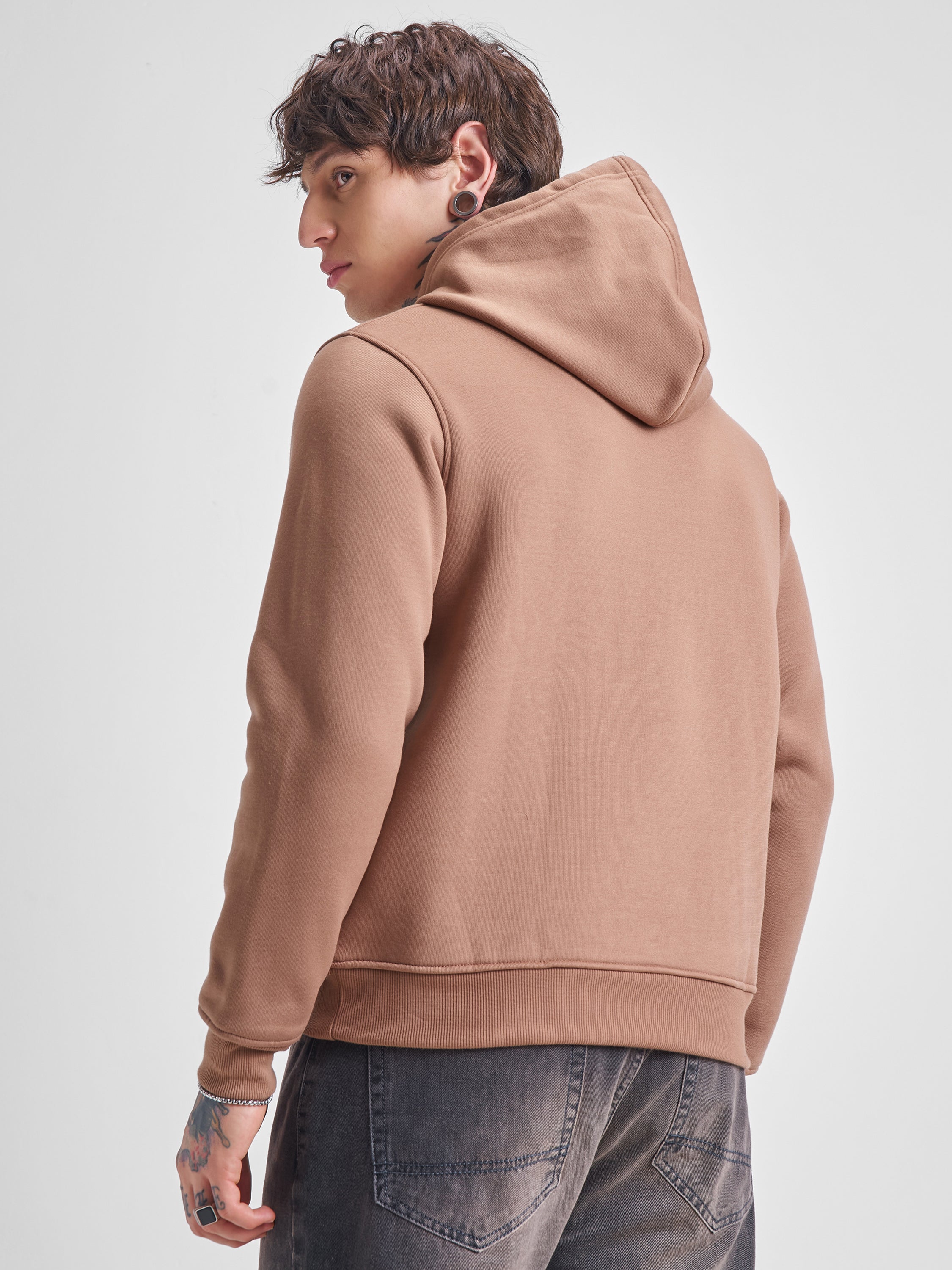 Highlander Men Beige Hooded Pullover Sweatshirt - Beige - Image 3