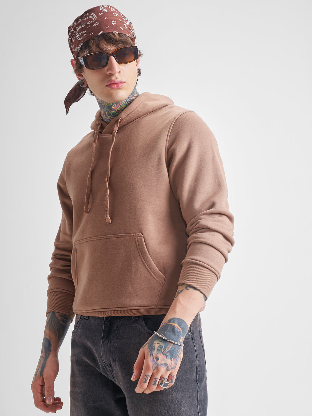 Highlander Men Beige Hooded Pullover Sweatshirt - Beige - Image 4