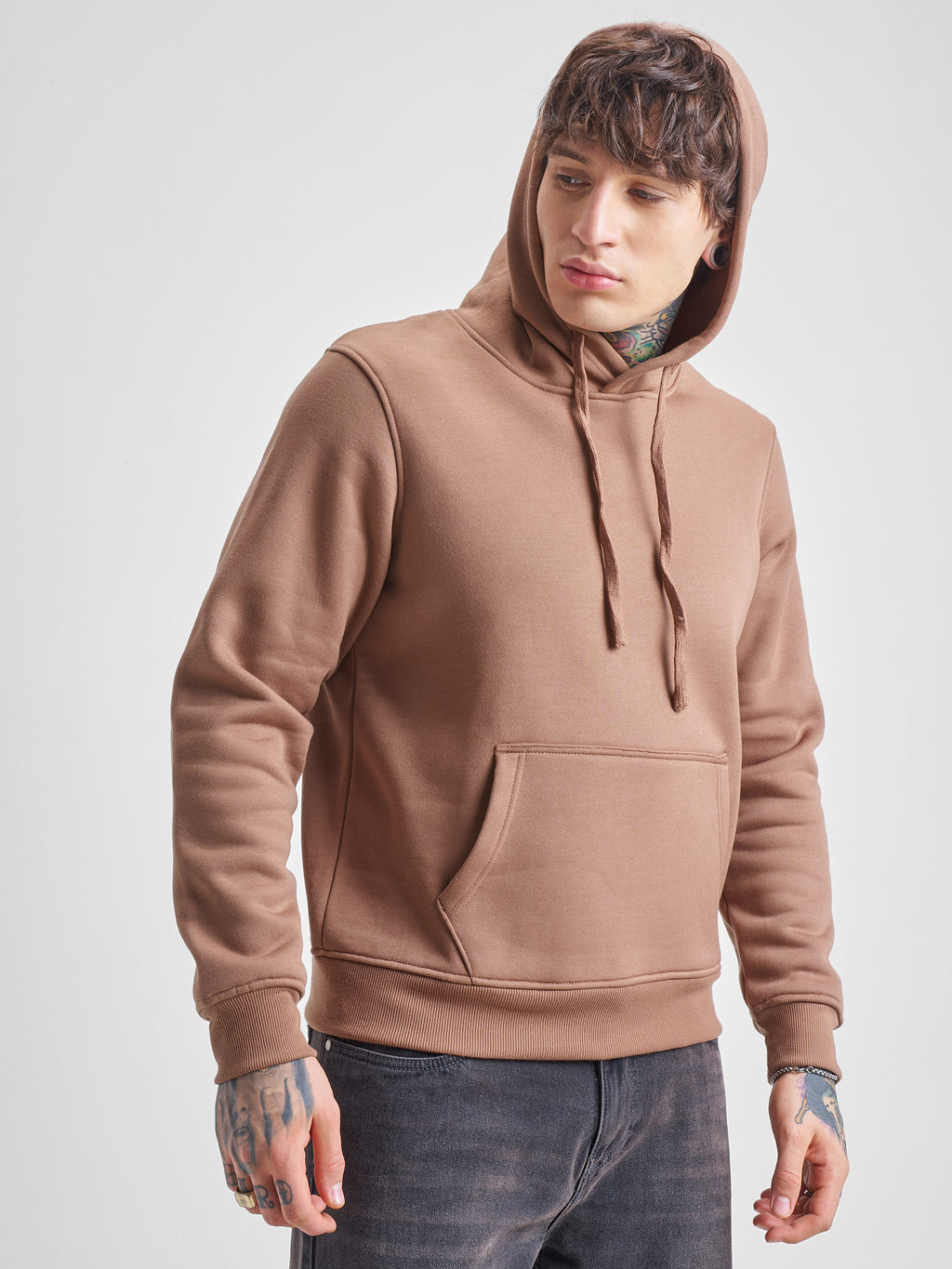 Highlander Men Beige Hooded Pullover Sweatshirt - Beige - Image 6