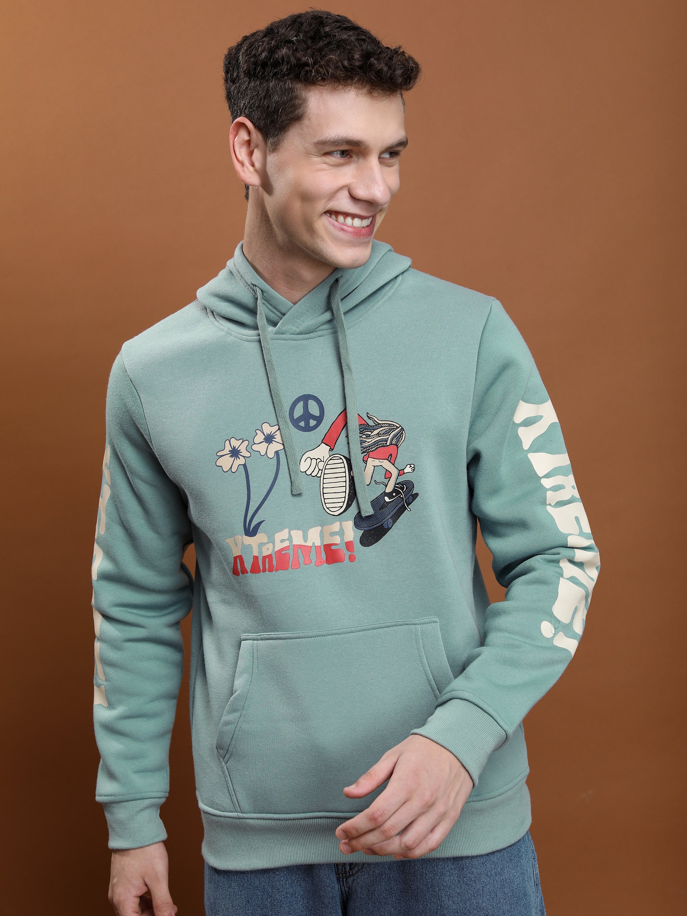 Highlander Men Blue Hooded Pullover Sweatshirt - Blue - Image 1
