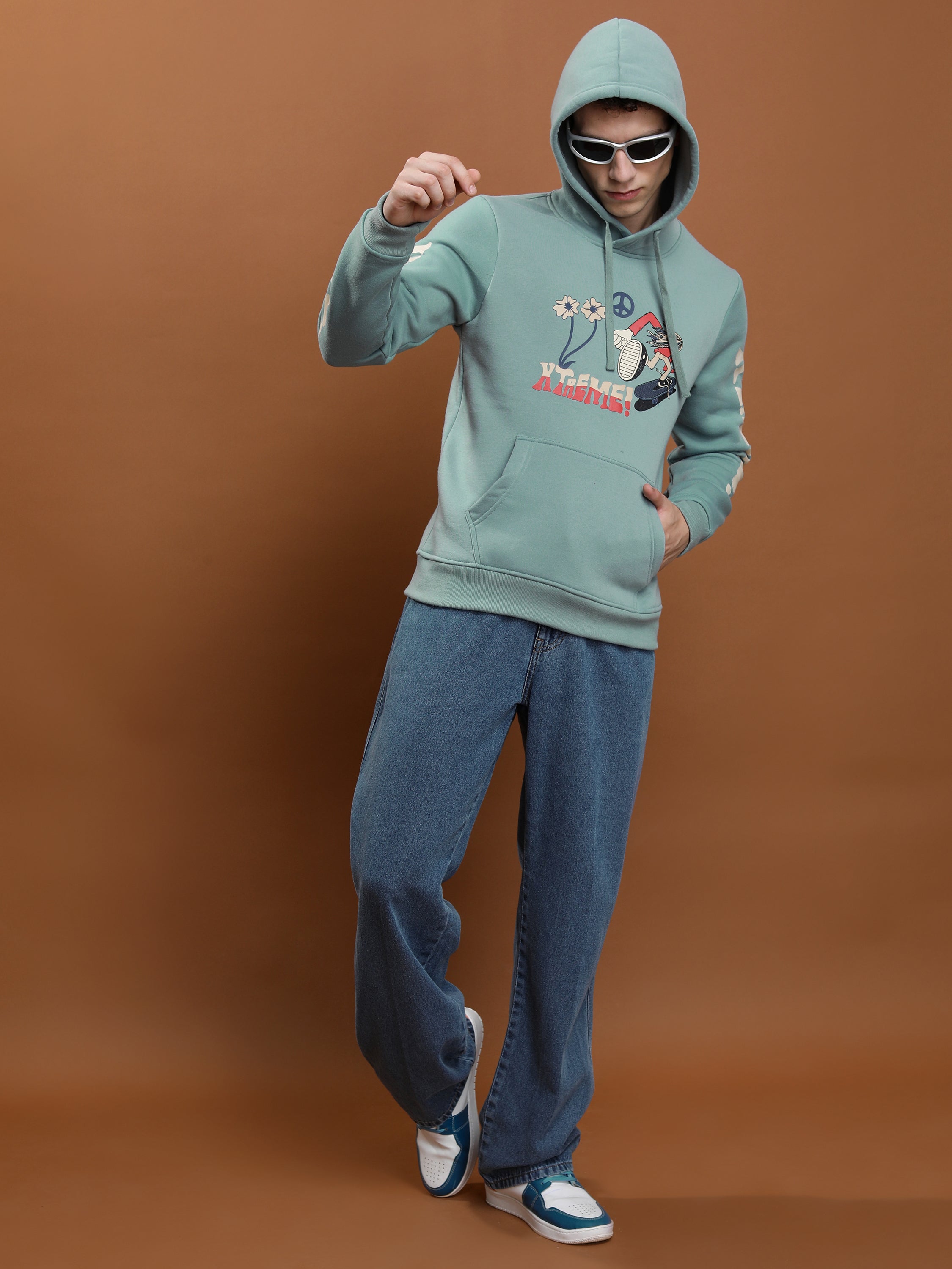 Highlander Men Blue Hooded Pullover Sweatshirt - Blue - Image 2