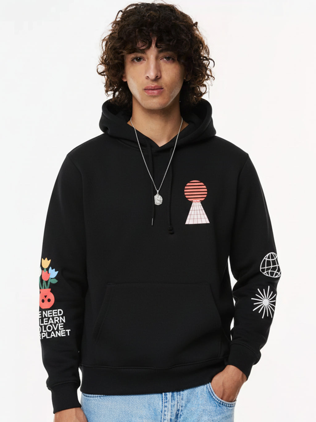 Highlander Men Black Hooded Pullover Sweatshirt - Black - Image 1