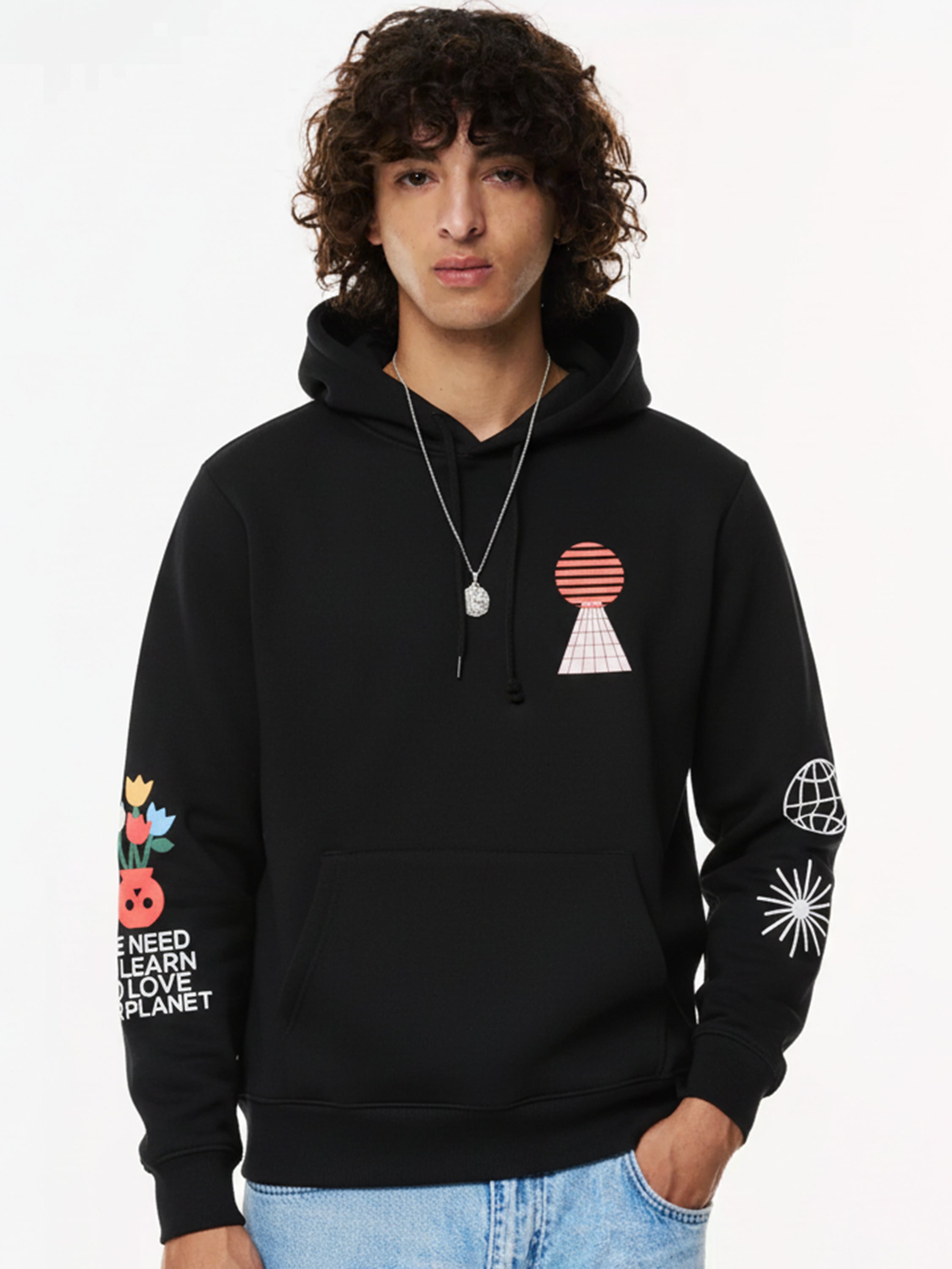 Highlander Men Black Hooded Pullover Sweatshirt - Black - Image 1