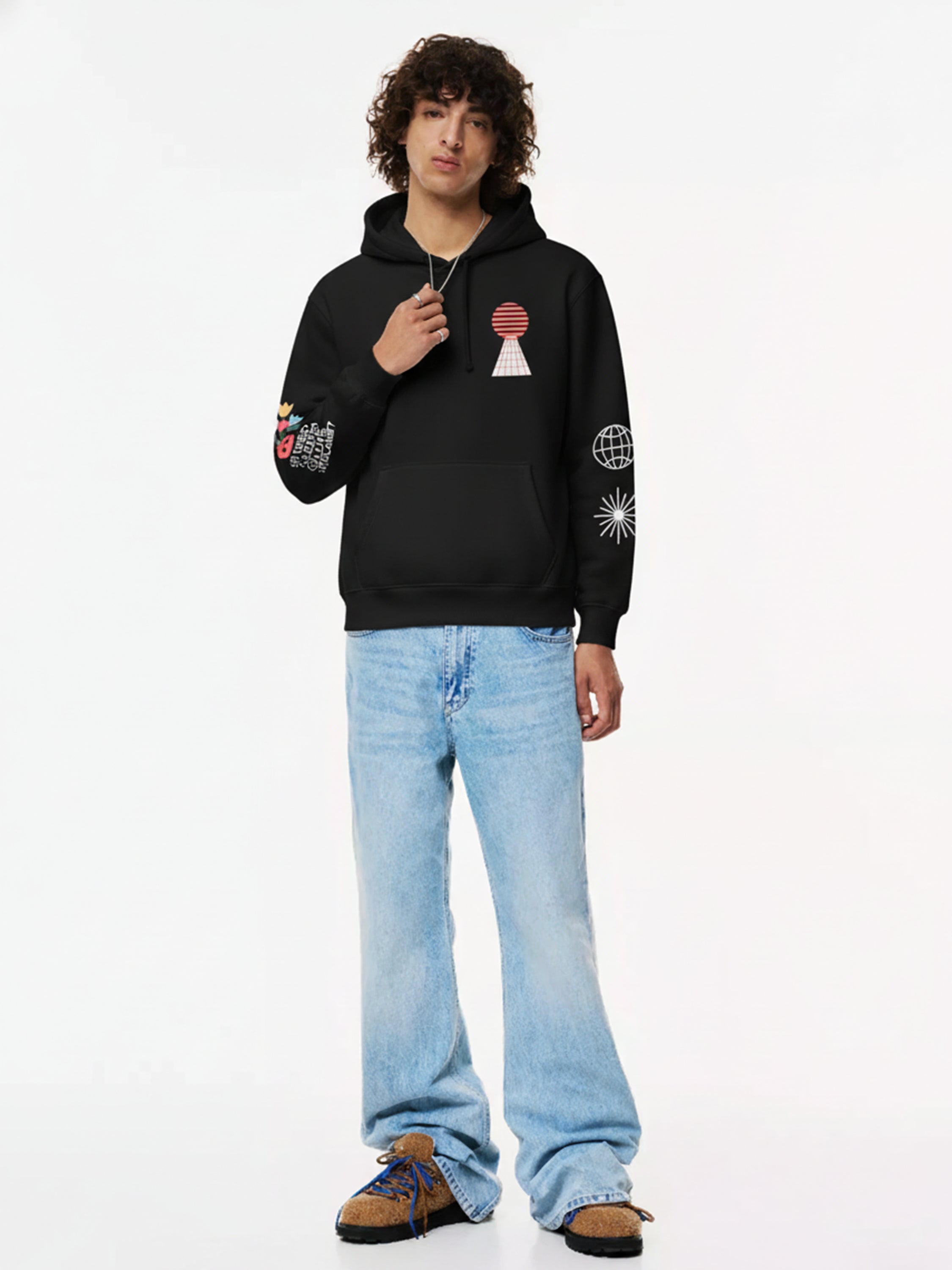 Highlander Men Black Hooded Pullover Sweatshirt - Black - Image 2