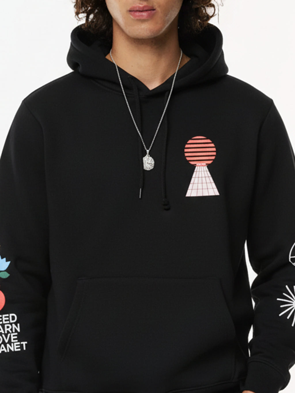 Highlander Men Black Hooded Pullover Sweatshirt - Black - Image 6