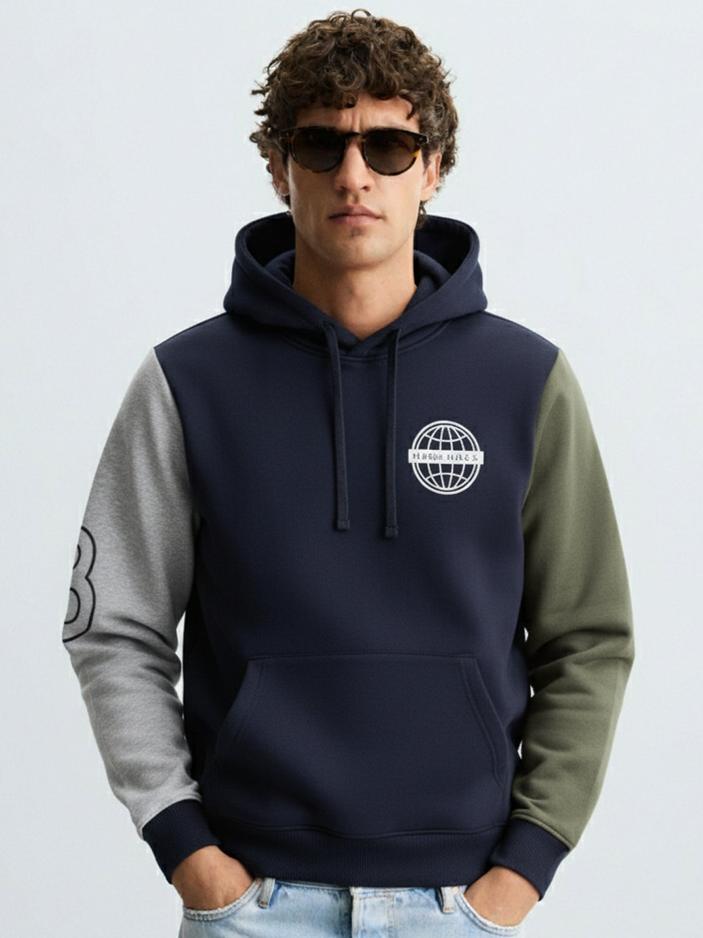 Highlander Men Navy Blue Hooded Pullover Sweatshirt - Navy Blue - Image 1