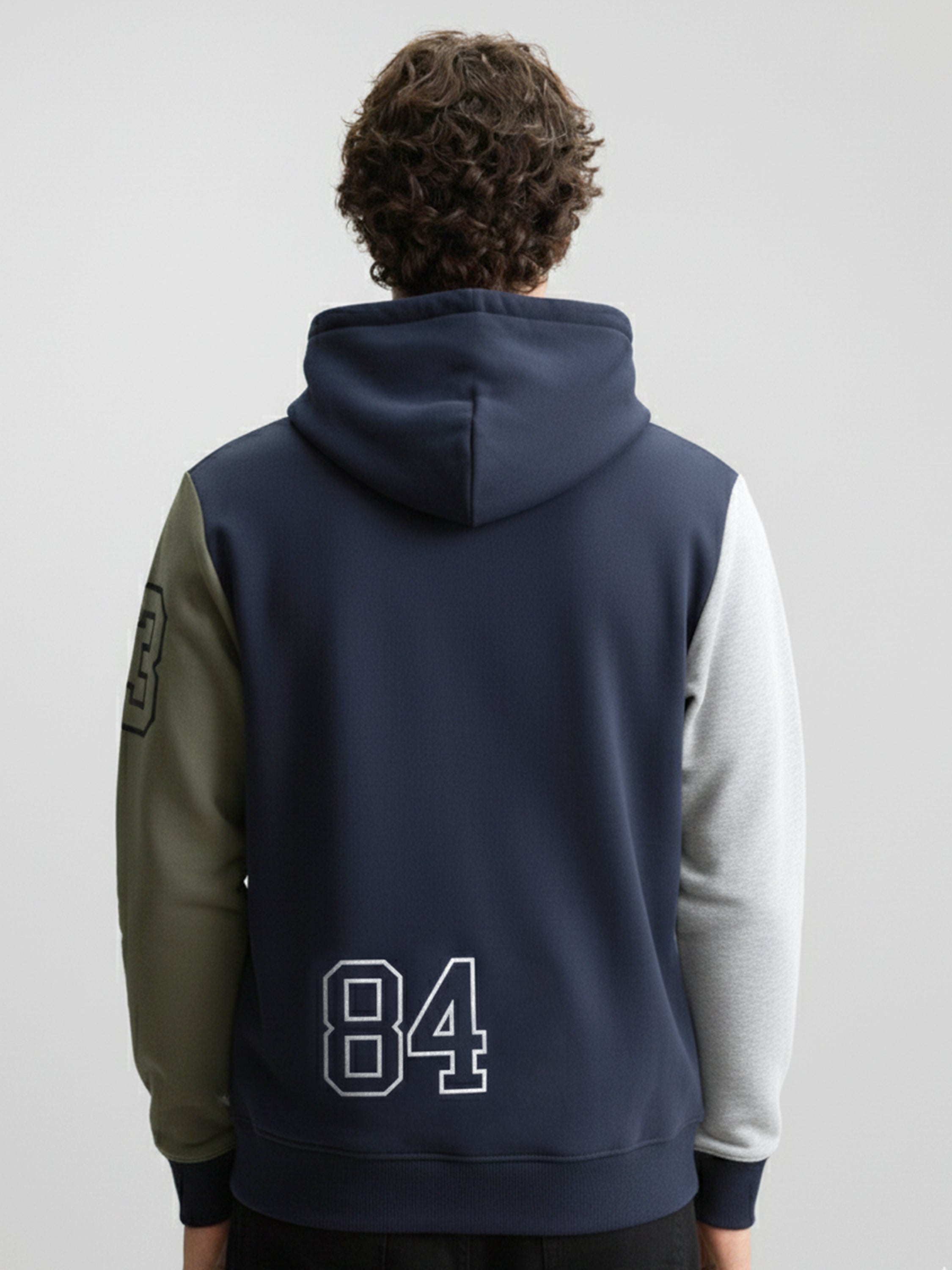 Highlander Men Navy Blue Hooded Pullover Sweatshirt - Navy Blue - Image 2