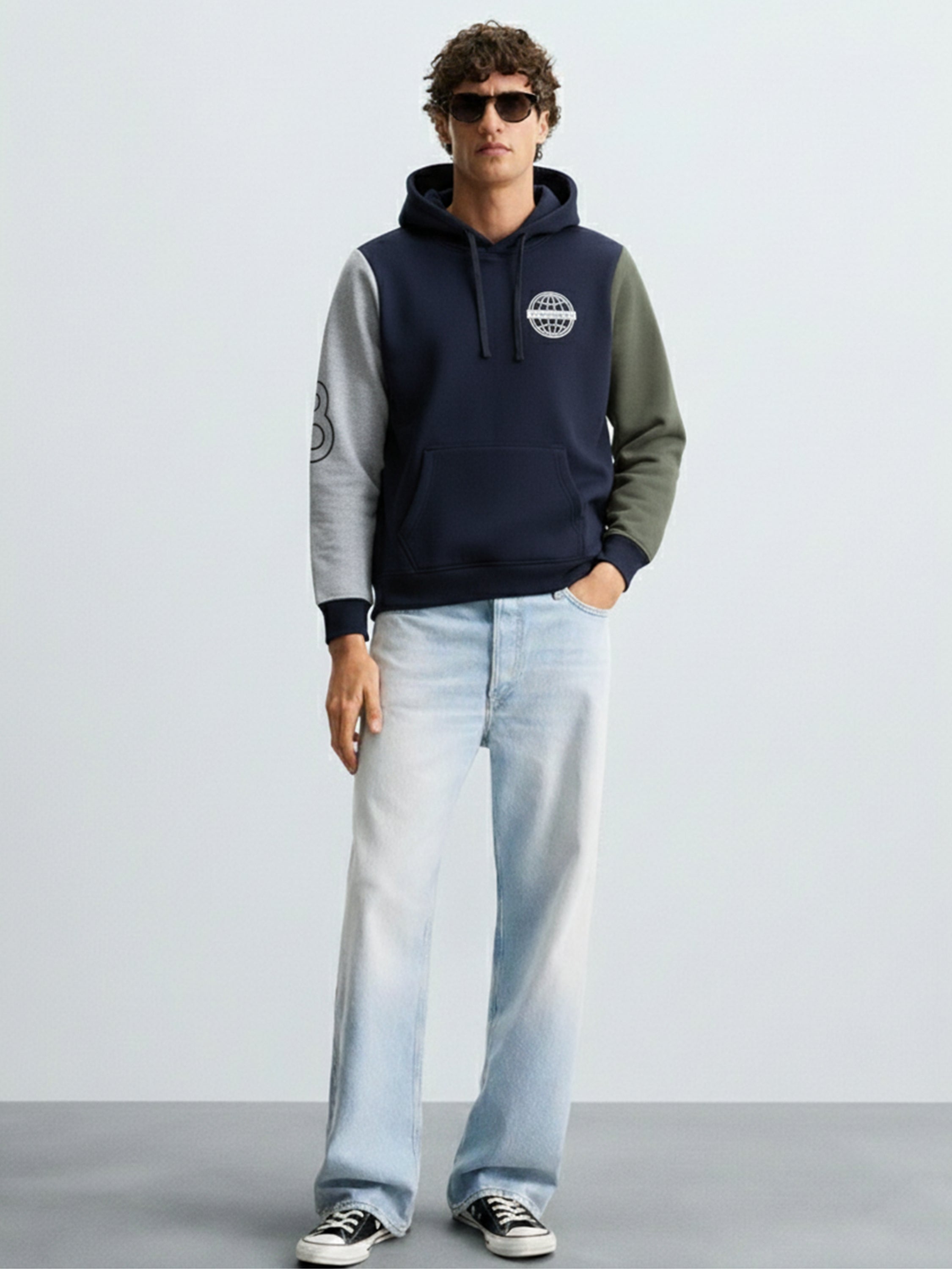 Highlander Men Navy Blue Hooded Pullover Sweatshirt - Navy Blue - Image 3