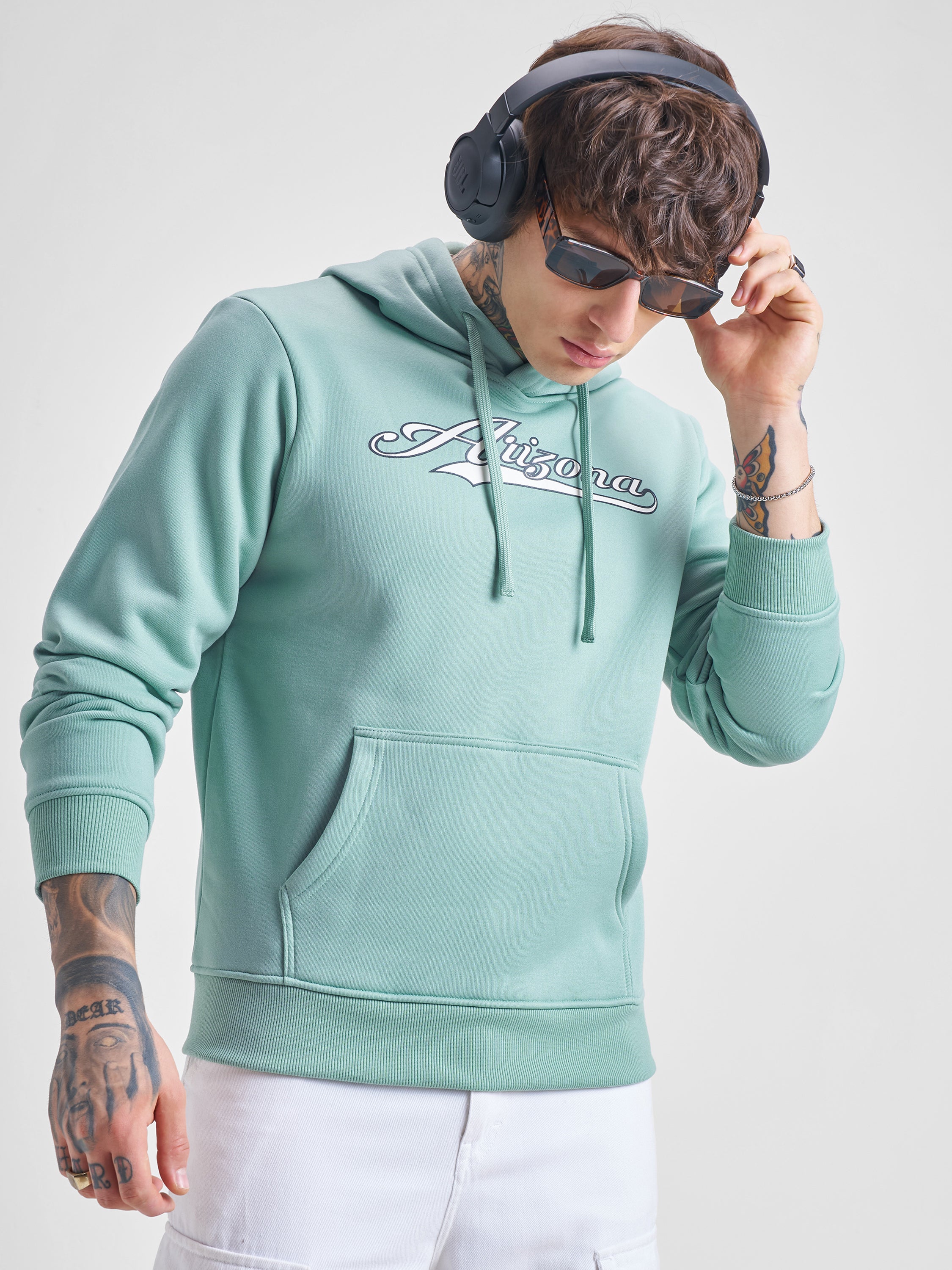 Highlander Men Blue Hooded Pullover Sweatshirt - Blue - Image 1