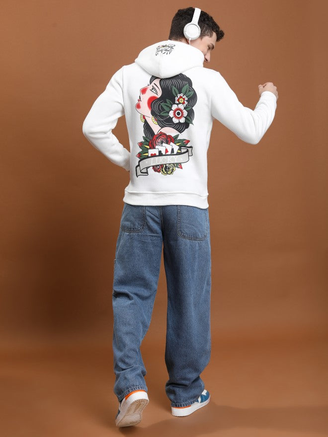 Highlander Men White Hooded Pullover Sweatshirt - White - Image 2