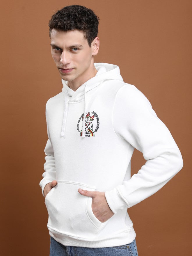 Highlander Men White Hooded Pullover Sweatshirt - White - Image 4
