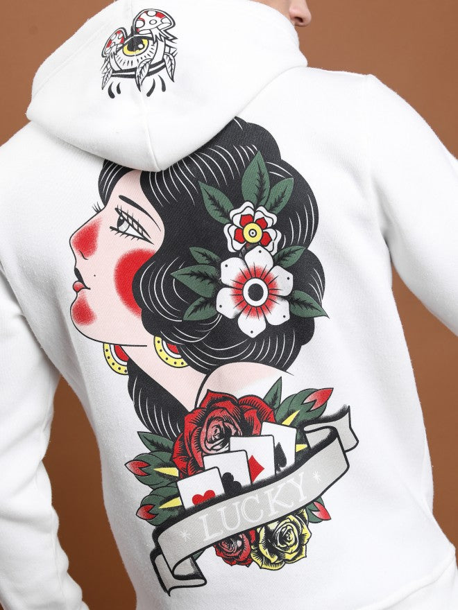 Highlander Men White Hooded Pullover Sweatshirt - White - Image 5
