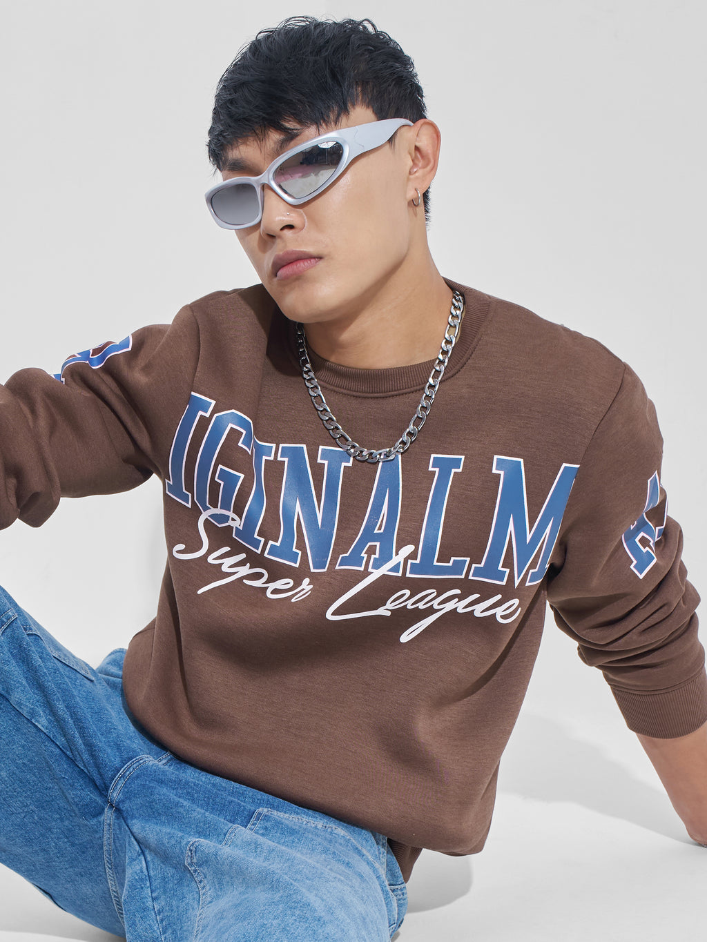 Highlander Men Brown Round Neck Pullover Sweatshirt - Brown - Image 1