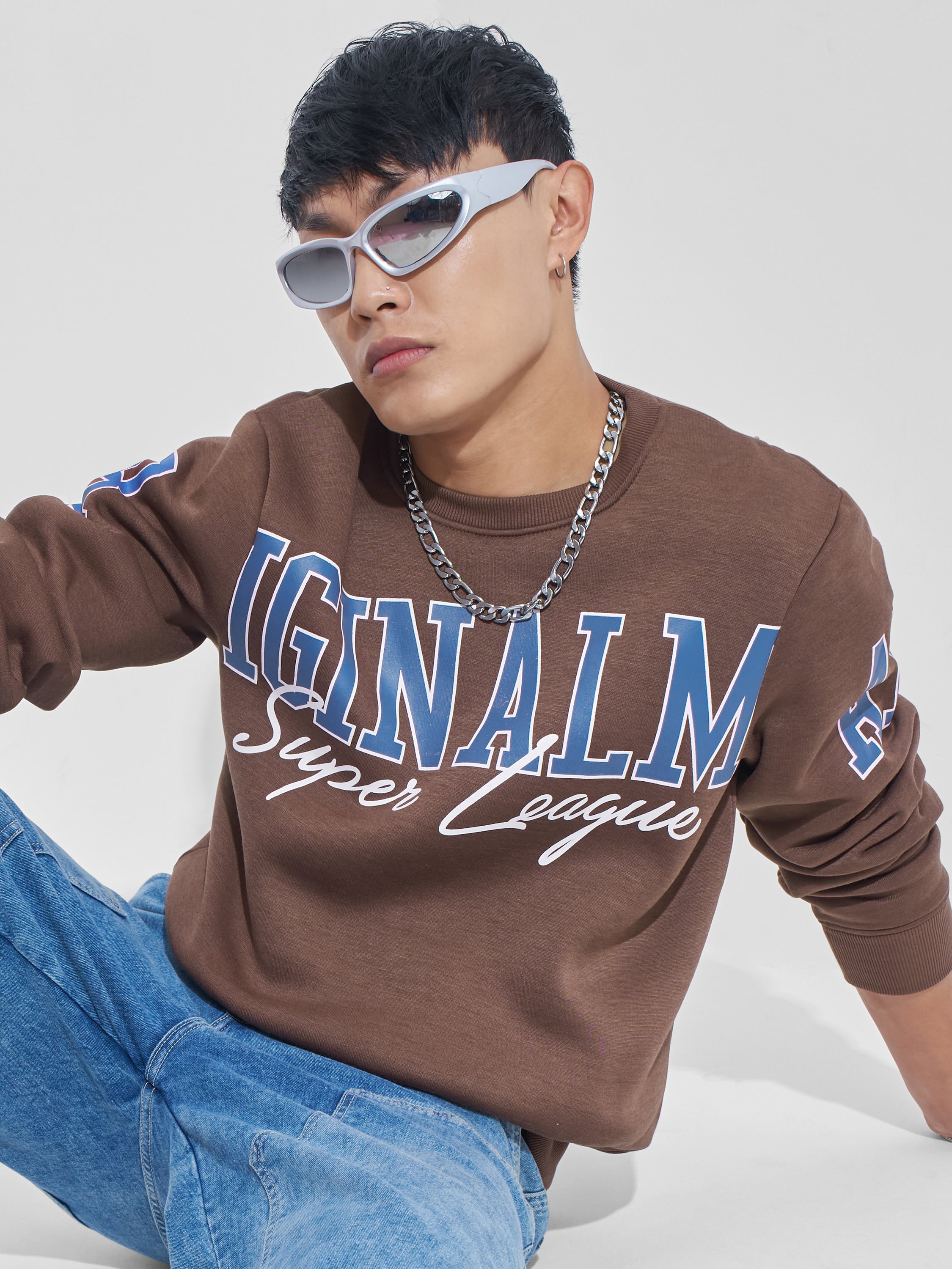 Highlander Men Brown Round Neck Pullover Sweatshirt - Brown - Image 1