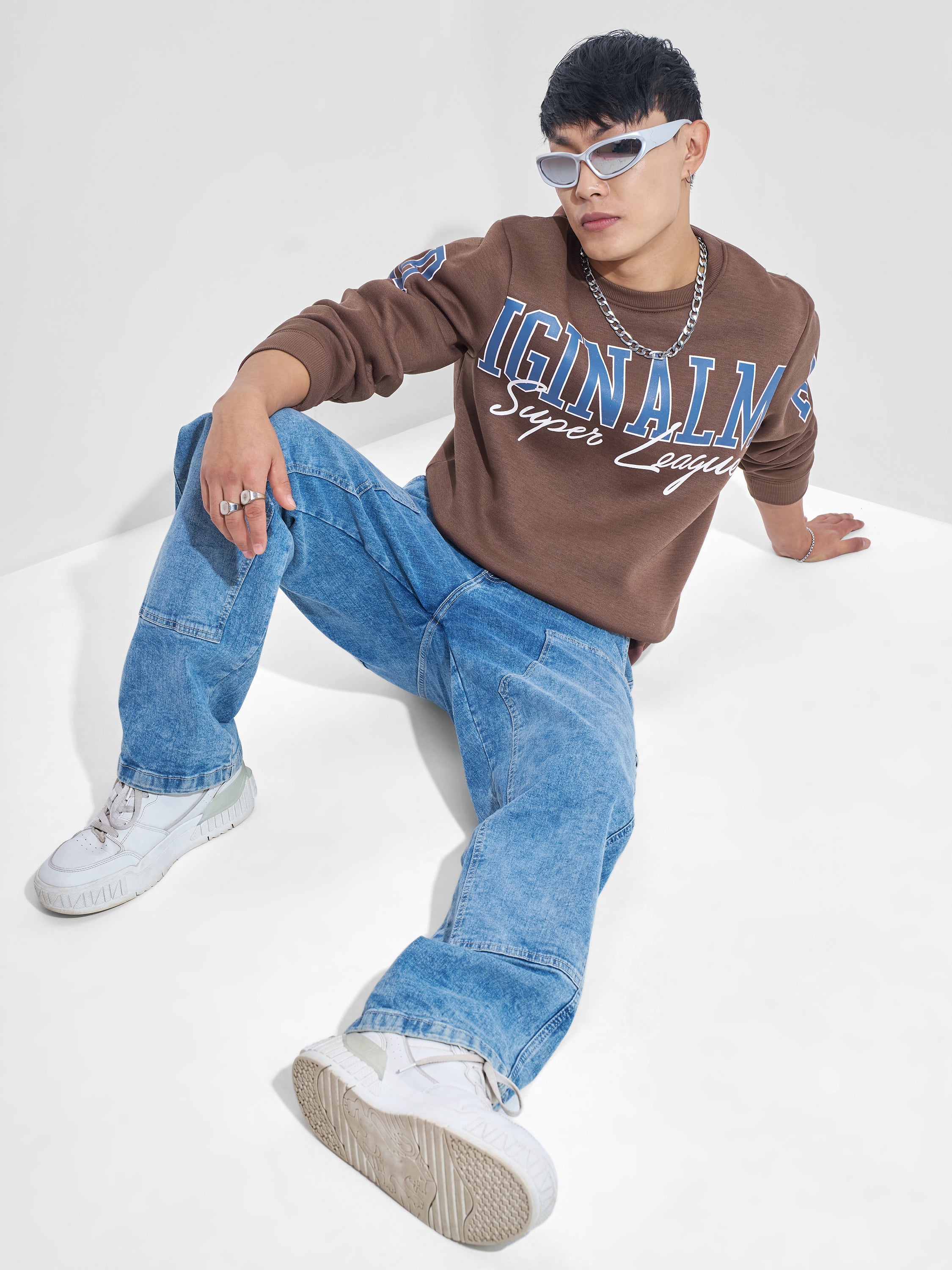Highlander Men Brown Round Neck Pullover Sweatshirt - Brown - Image 2