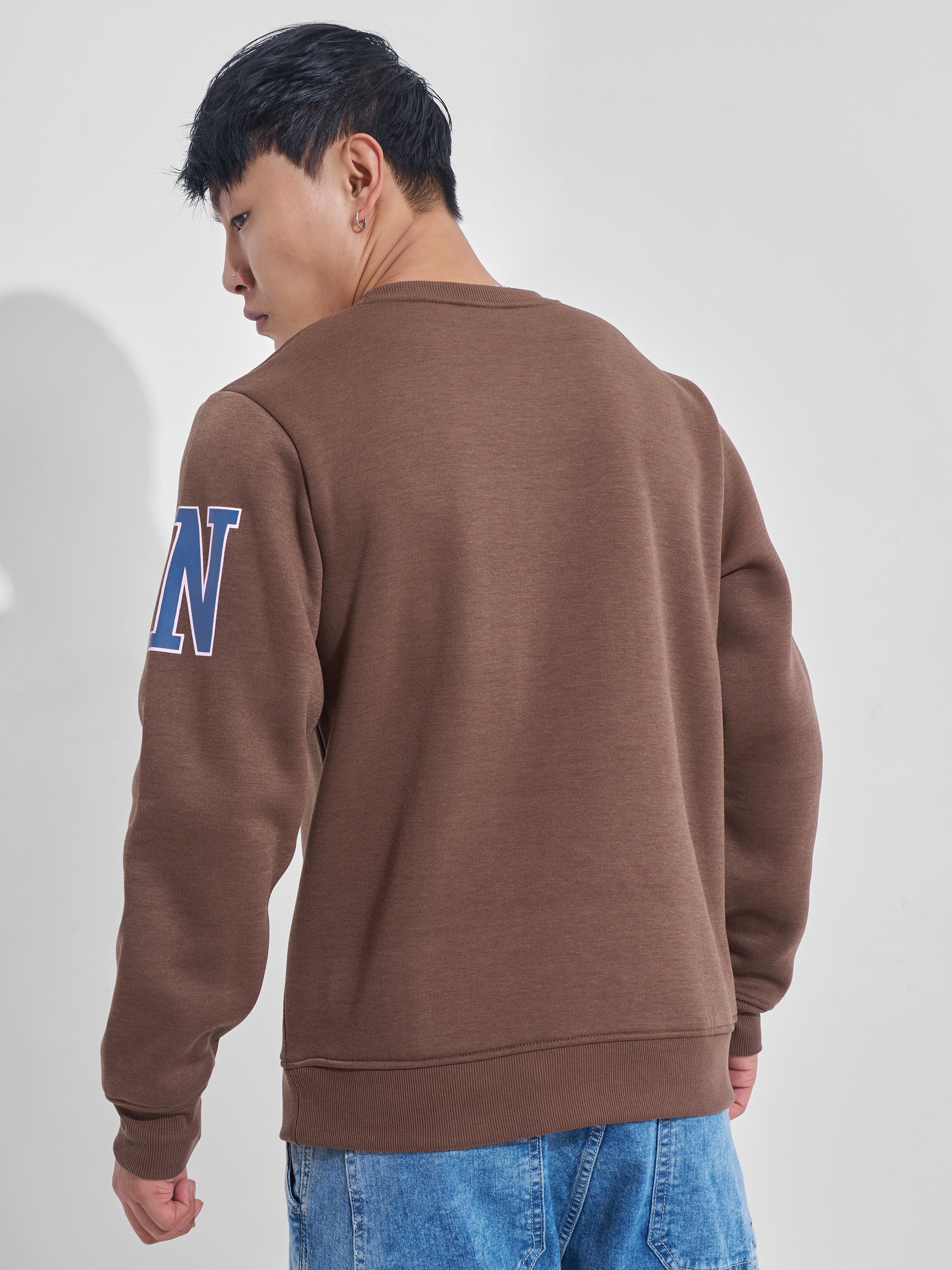 Highlander Men Brown Round Neck Pullover Sweatshirt - Brown - Image 3