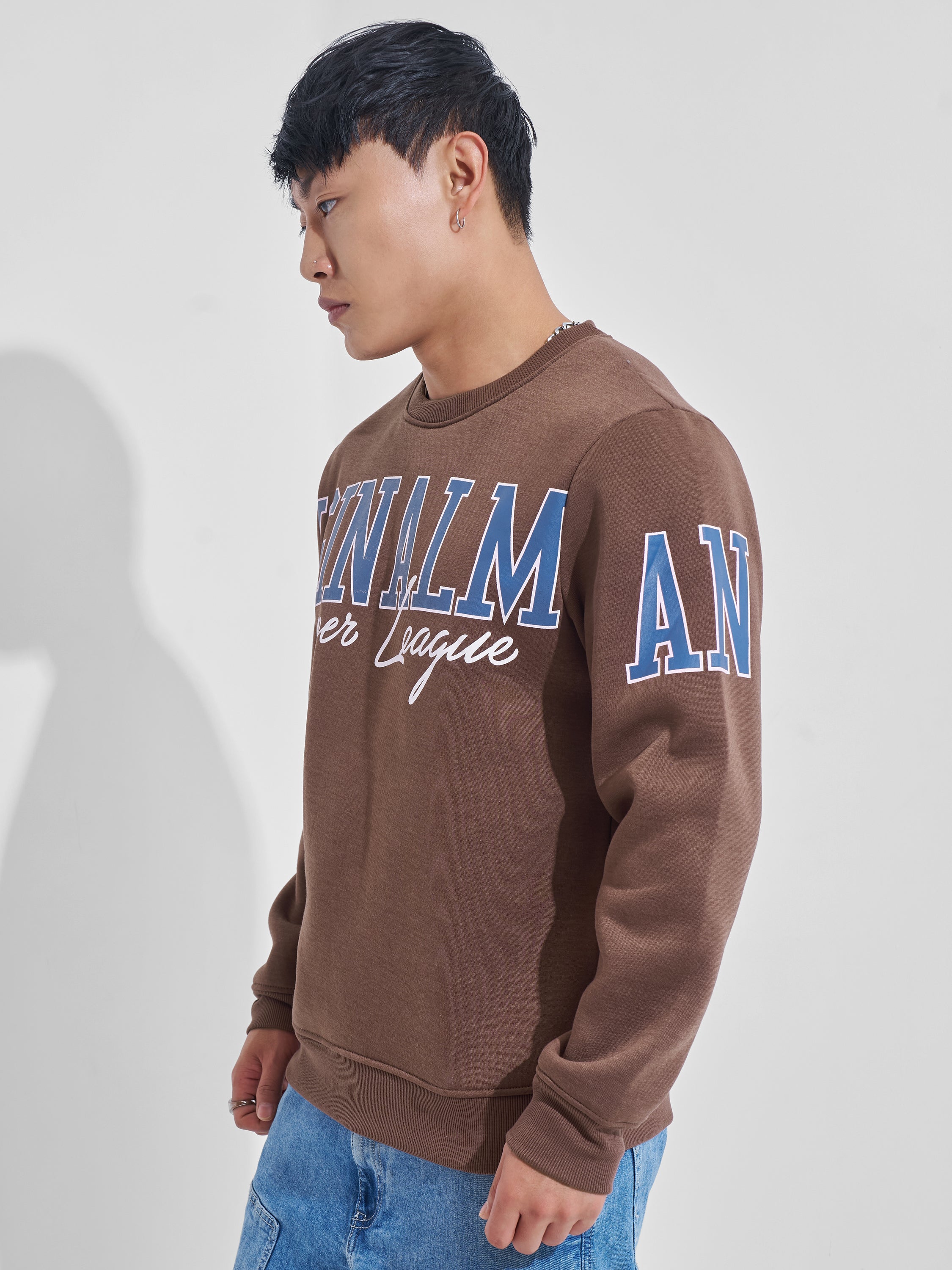 Highlander Men Brown Round Neck Pullover Sweatshirt - Brown - Image 4