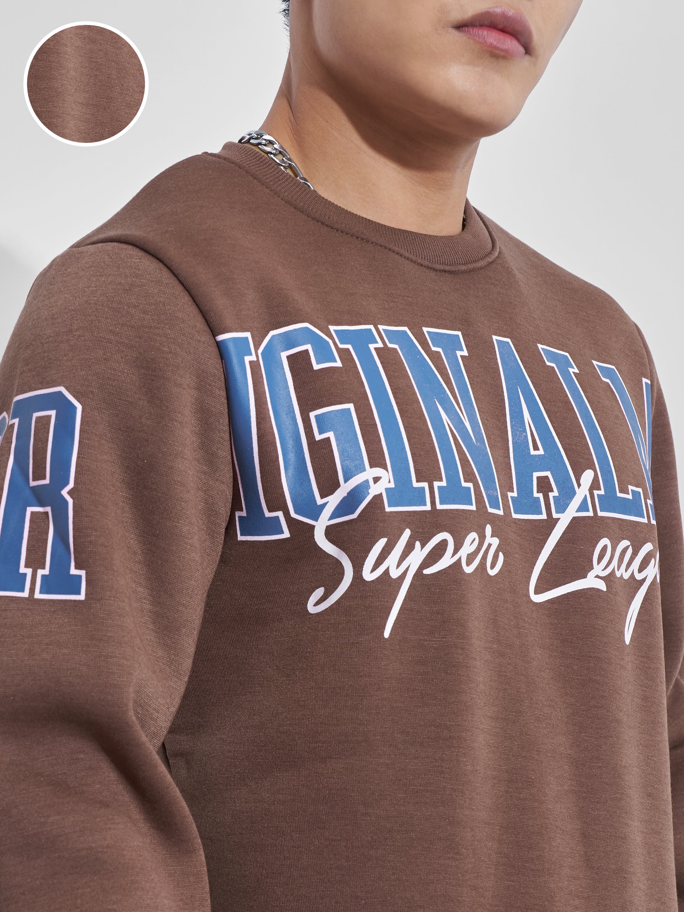 Highlander Men Brown Round Neck Pullover Sweatshirt - Brown - Image 5