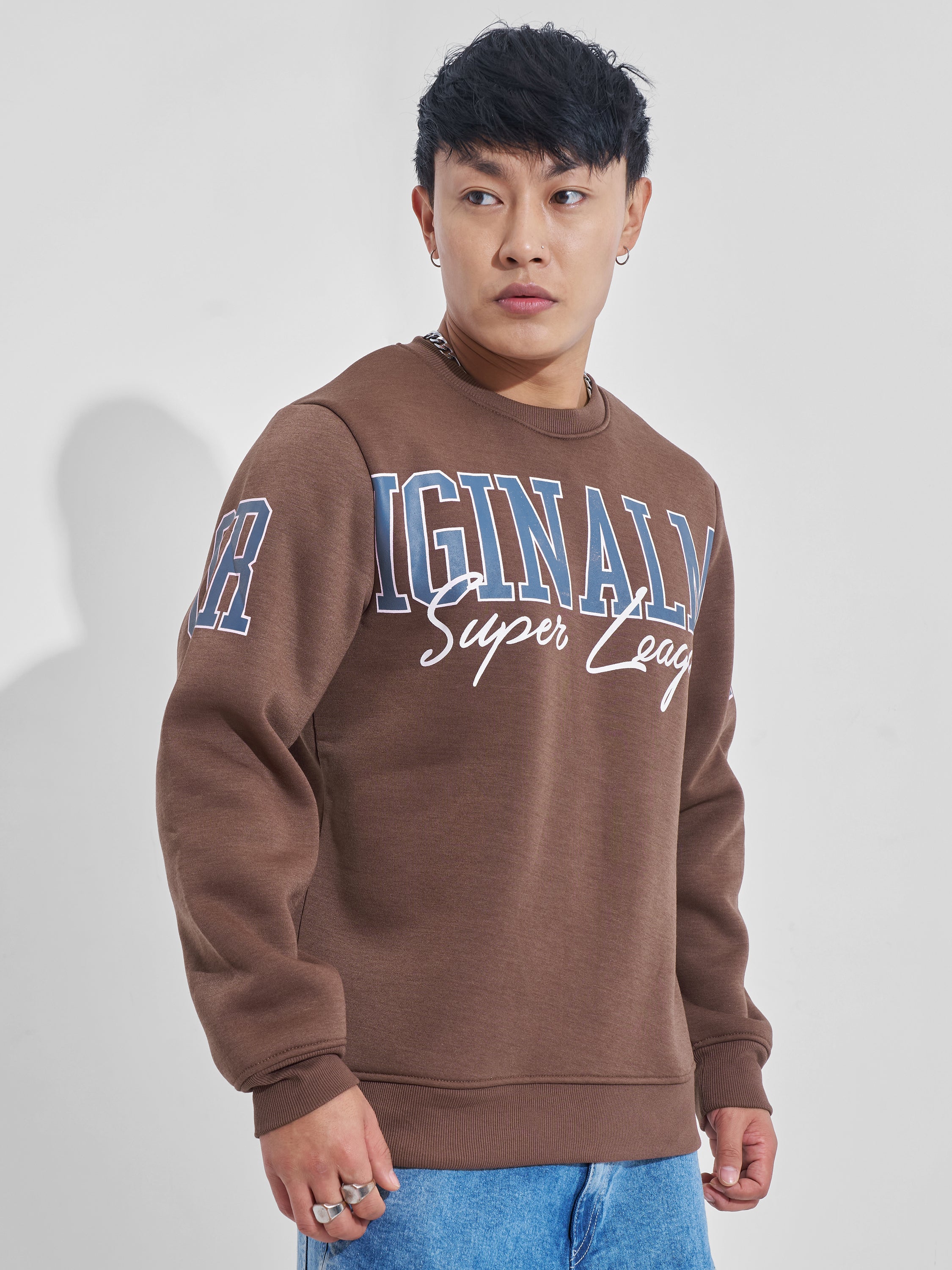 Highlander Men Brown Round Neck Pullover Sweatshirt - Brown - Image 6