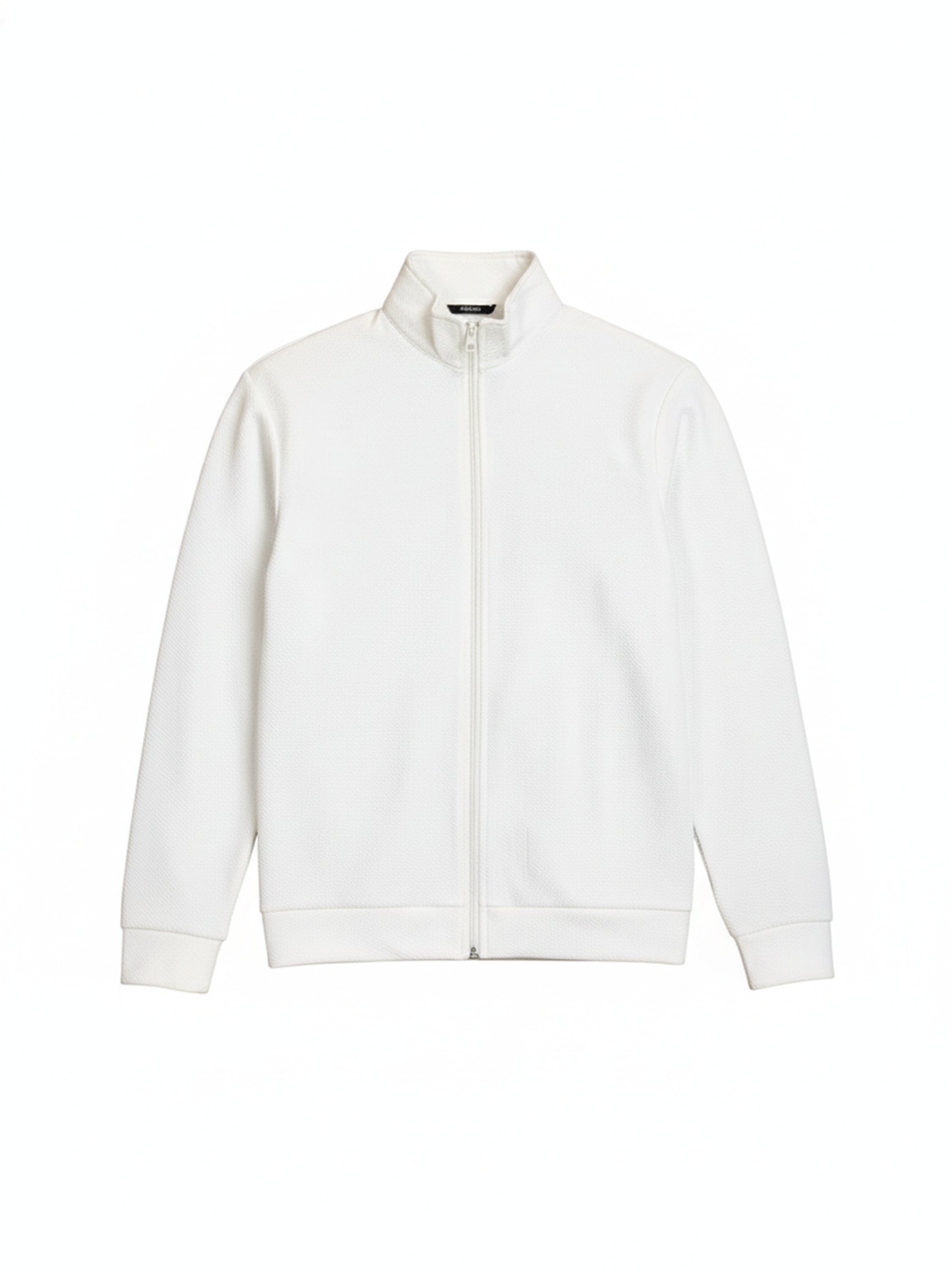Highlander Men White High Neck Front-Open Sweatshirt - White - Image 4