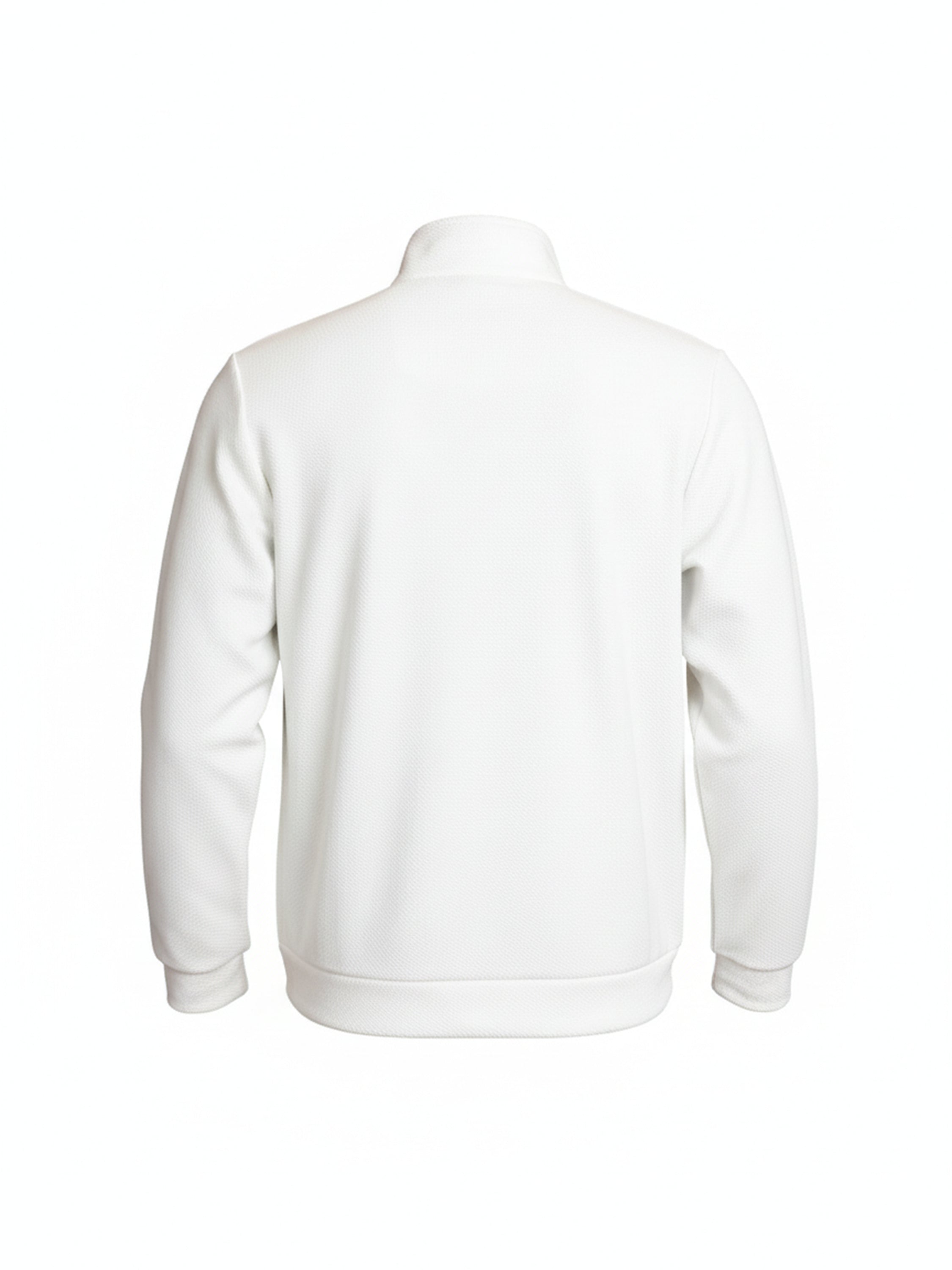 Highlander Men White High Neck Front-Open Sweatshirt - White - Image 5