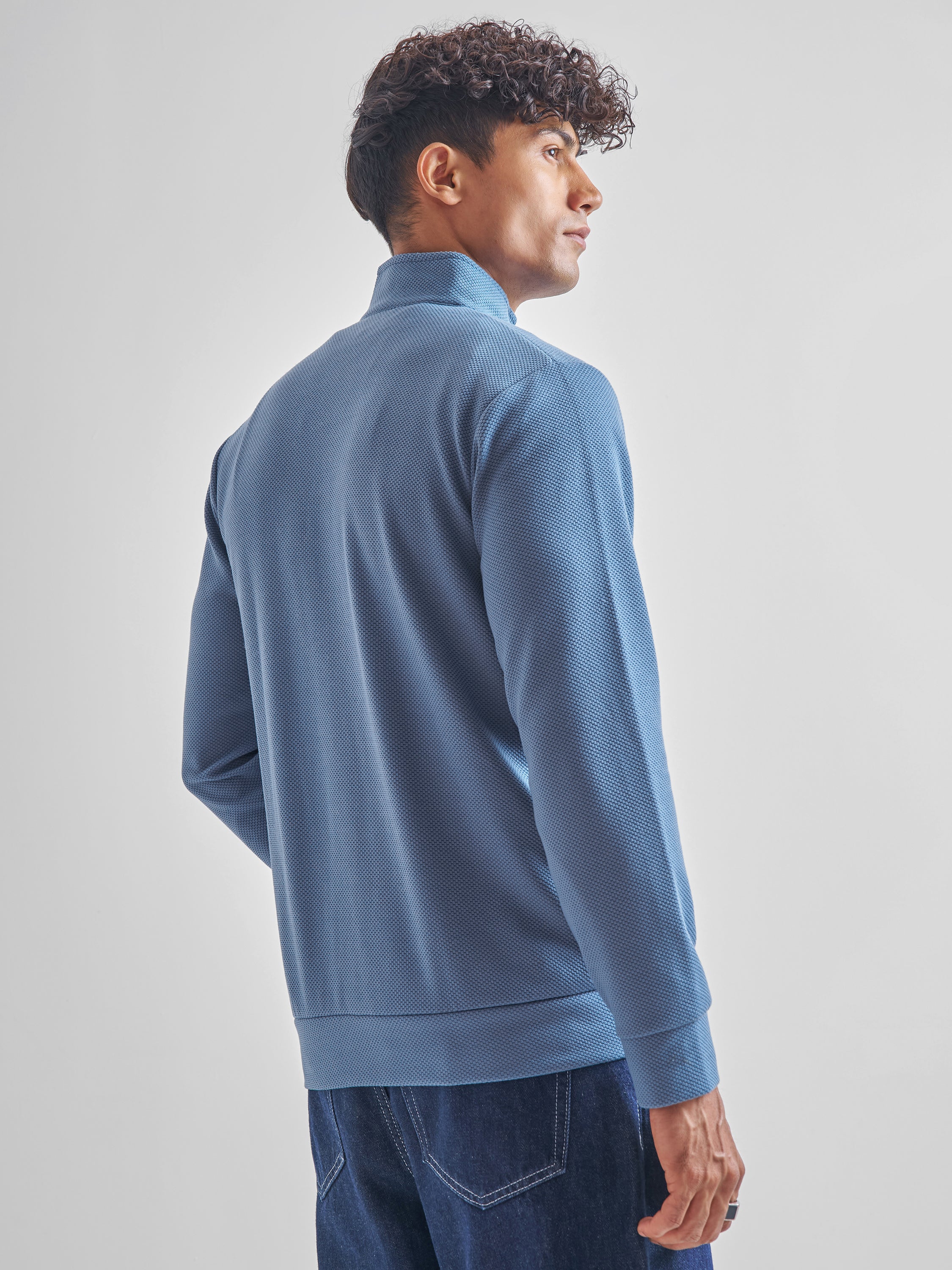 Highlander Men Blue High Neck Pullover Sweatshirt - Blue - Image 3