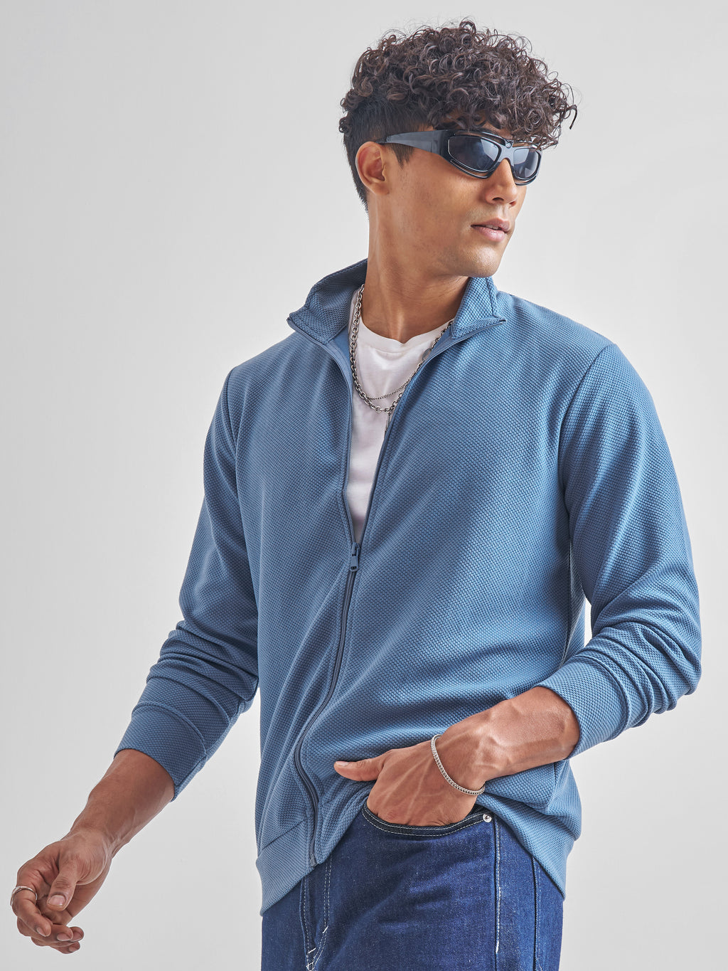 Highlander Men Blue High Neck Pullover Sweatshirt - Blue - Image 4