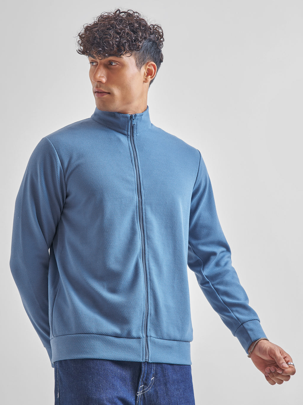Highlander Men Blue High Neck Pullover Sweatshirt - Blue - Image 6
