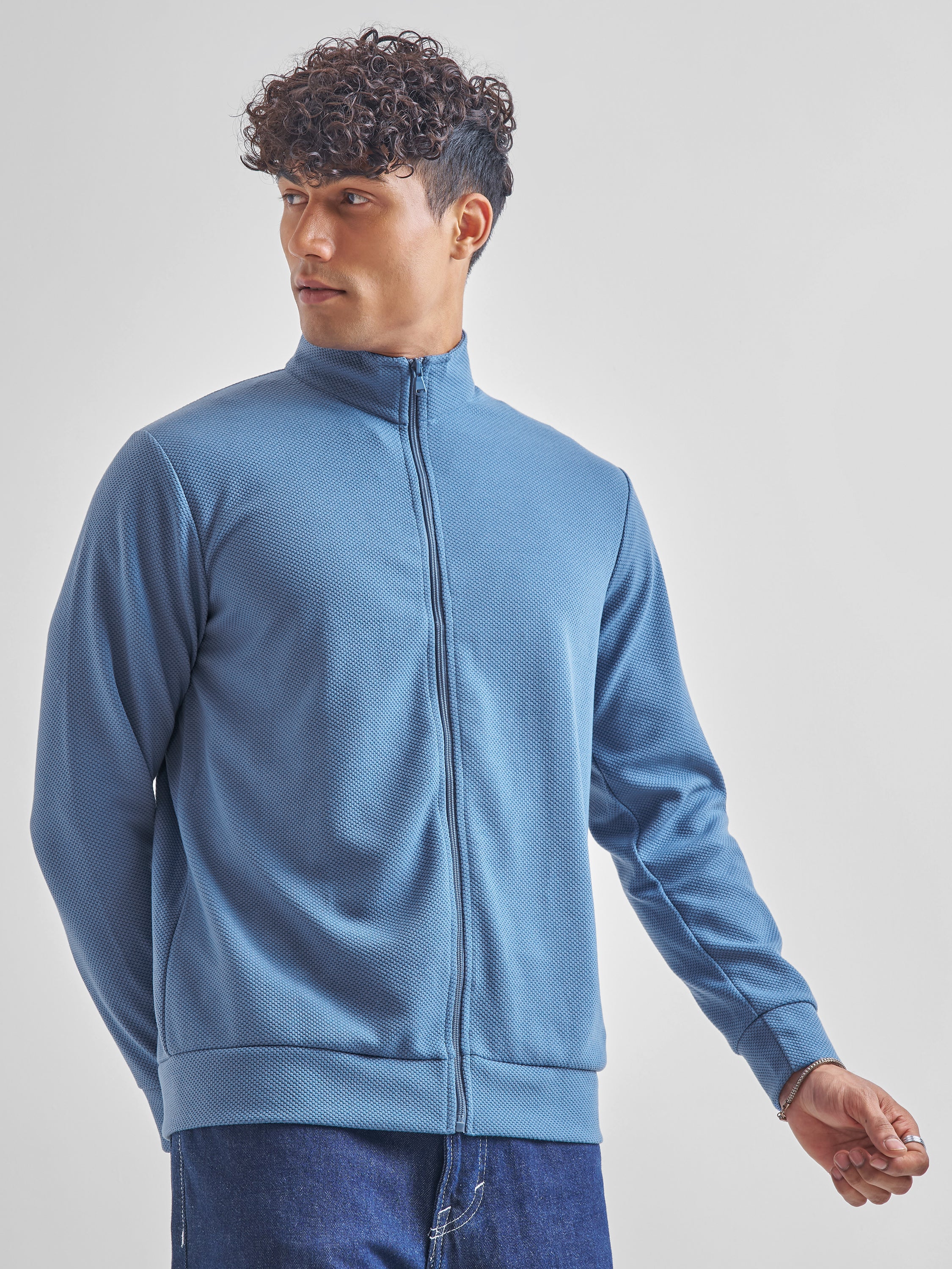 Highlander Men Blue High Neck Pullover Sweatshirt - Blue - Image 6
