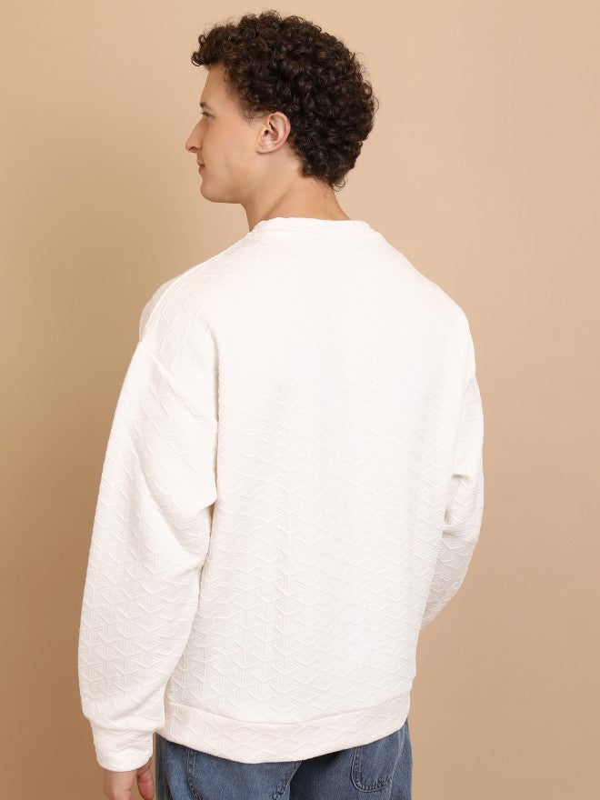 Highlander Men White Round Neck Pullover Sweatshirt - White - Image 3