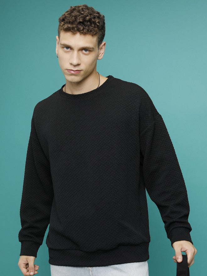 Highlander Men Black Round Neck Pullover Sweatshirt - Black - Image 1