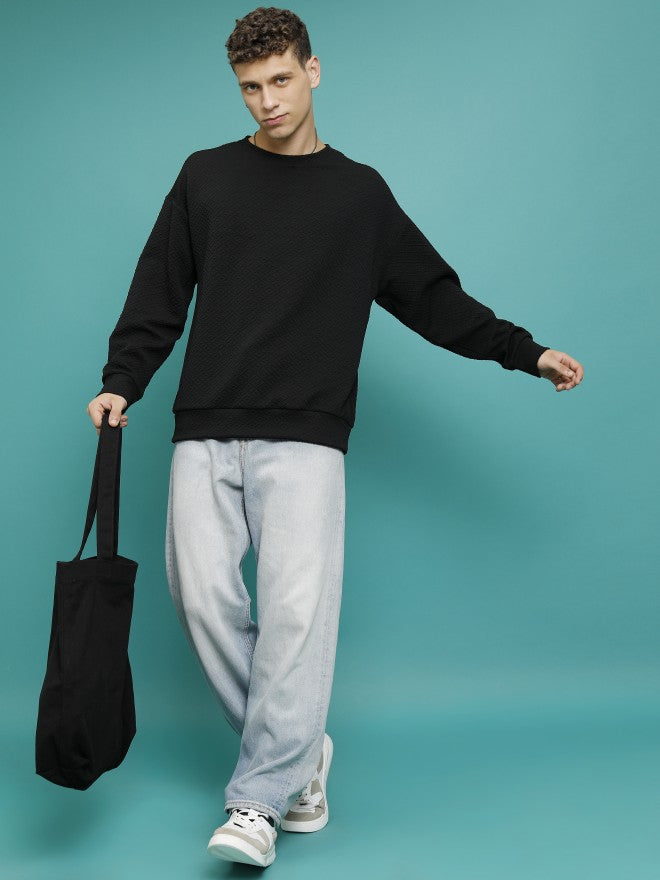 Highlander Men Black Round Neck Pullover Sweatshirt - Black - Image 2