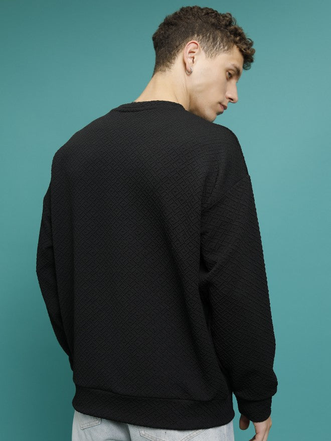 Highlander Men Black Round Neck Pullover Sweatshirt - Black - Image 3