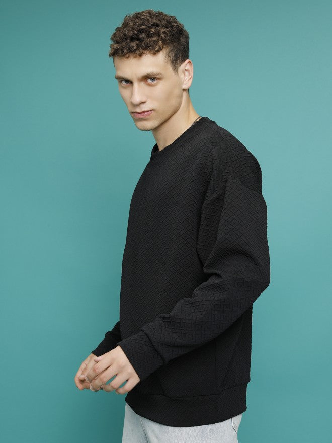 Highlander Men Black Round Neck Pullover Sweatshirt - Black - Image 4
