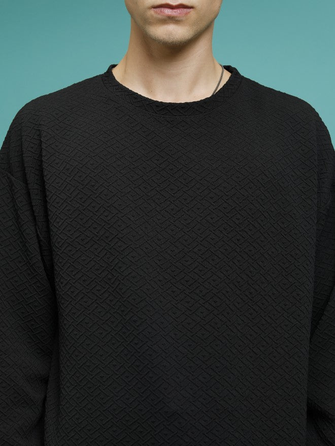Highlander Men Black Round Neck Pullover Sweatshirt - Black - Image 5